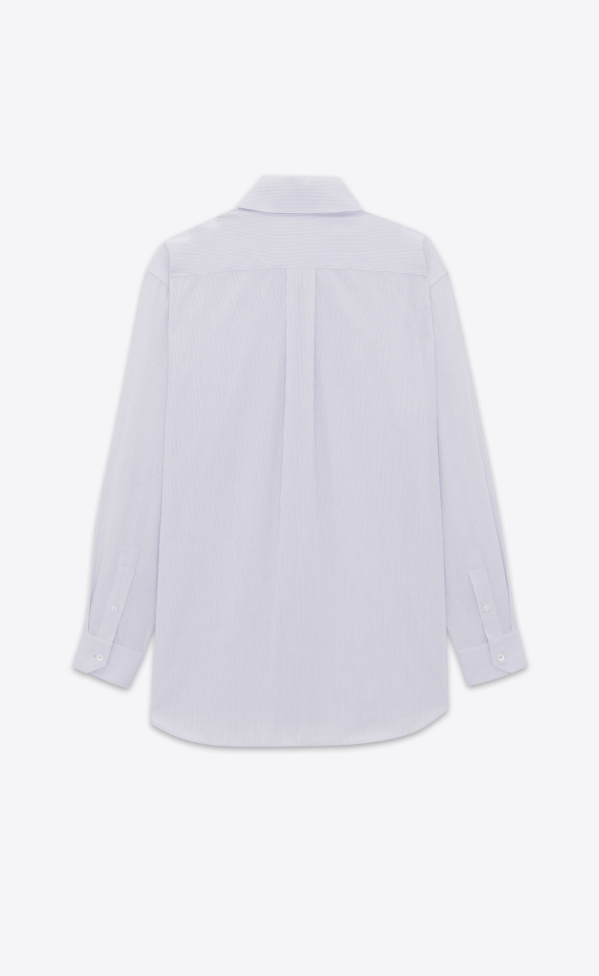 YSL Cassandre Shirt In Gestreift Baumwoll Poplin Blanc Bleu | 89216-LARV