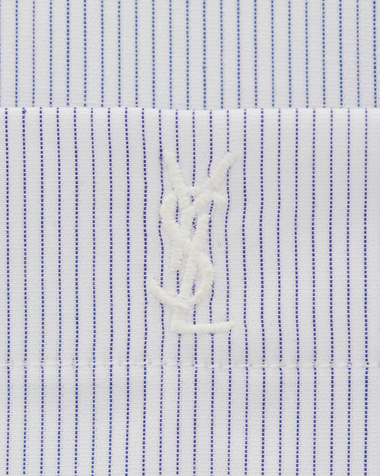 YSL Cassandre Shirt In Gestreift Baumwoll Poplin Blanc Bleu | 89216-LARV