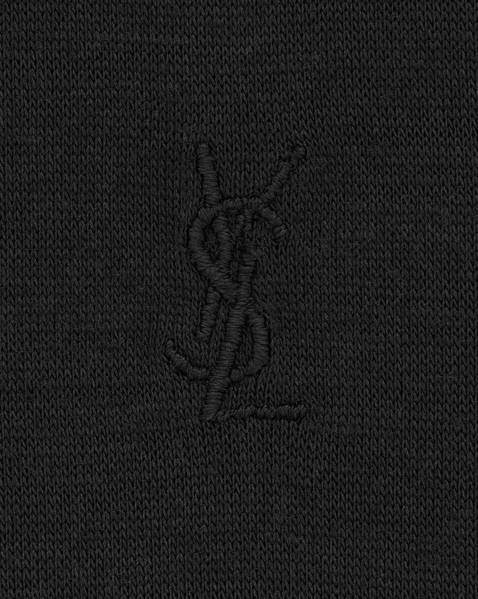 YSL Cassandre T-shirt In Silk Wolle Schwarz | 70935-PWXK