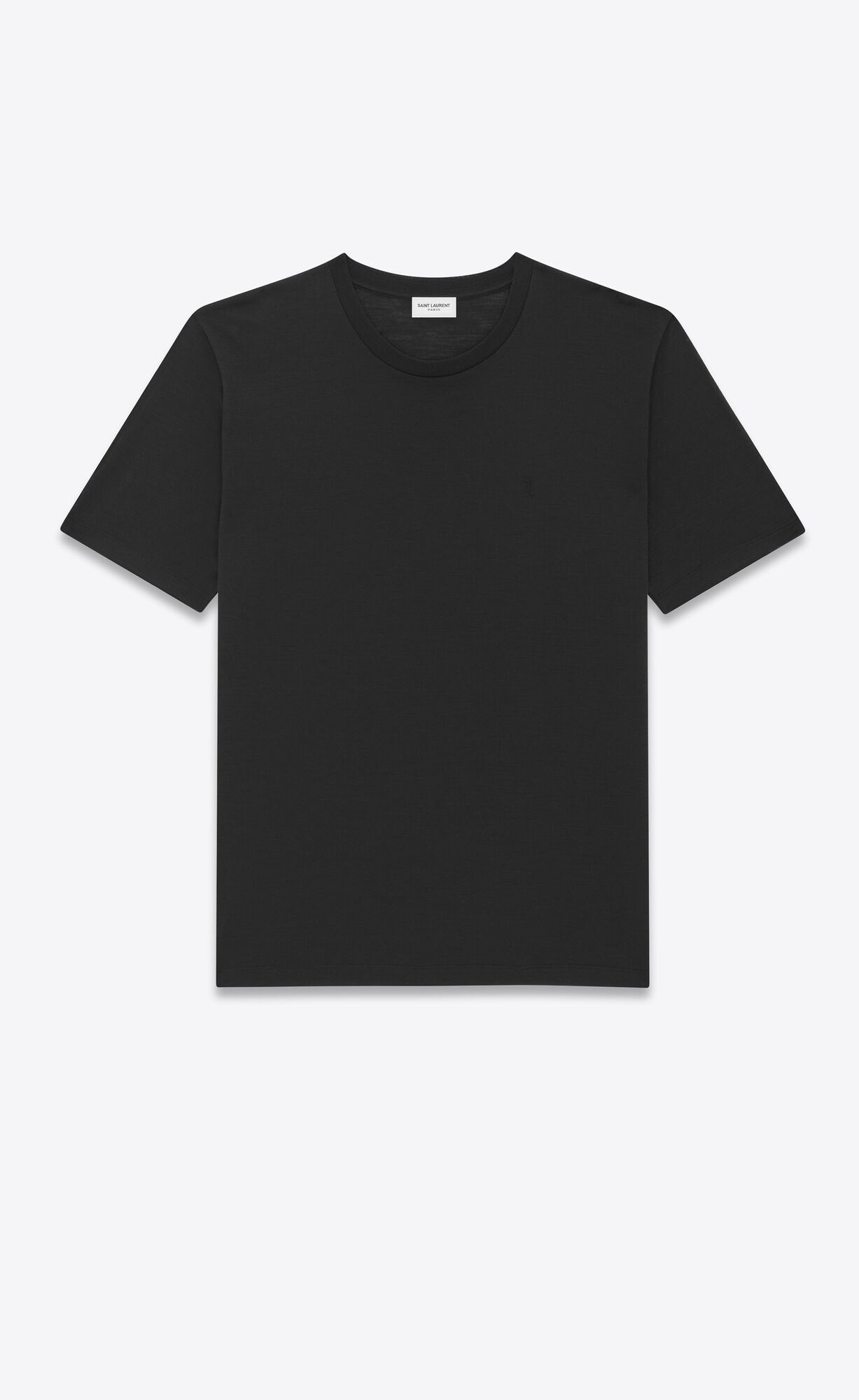 YSL Cassandre T-shirt In Silk Wolle Schwarz | 70935-PWXK