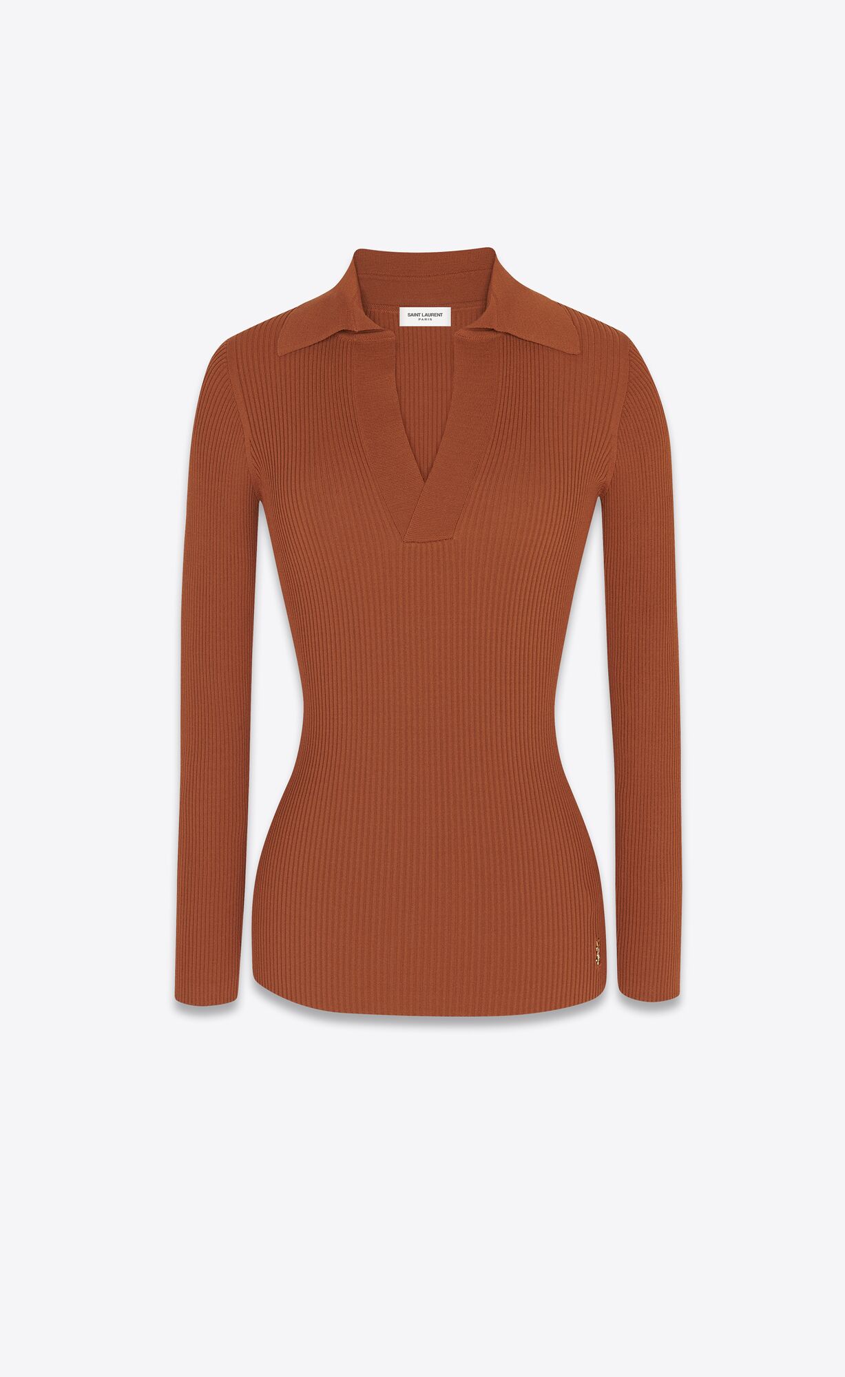 YSL Cassandre Top In Gerippt Knit Caramel | 23067-ZMTB