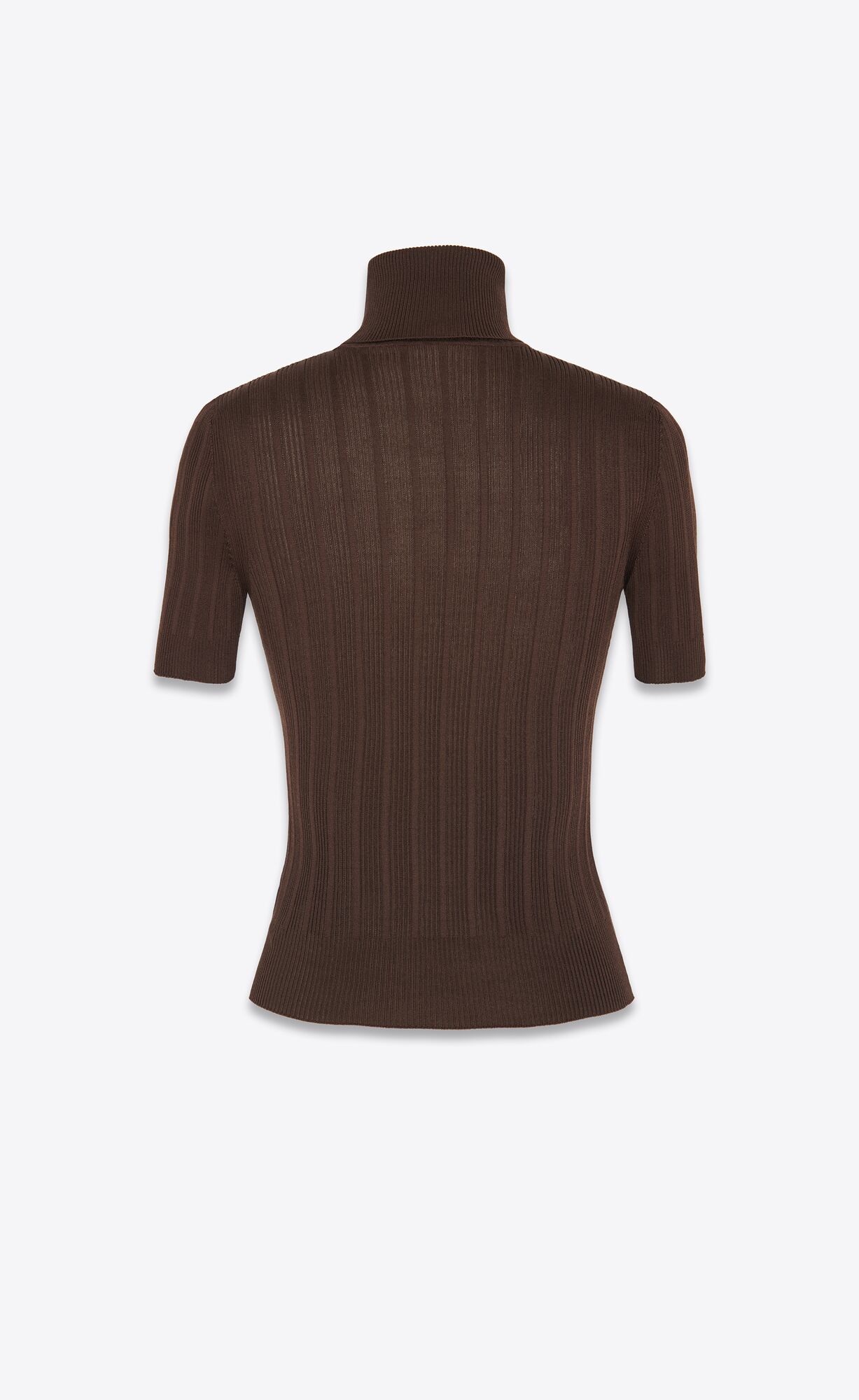 YSL Cassandre Top In Gerippt Silk Marron | 83752-HBIF