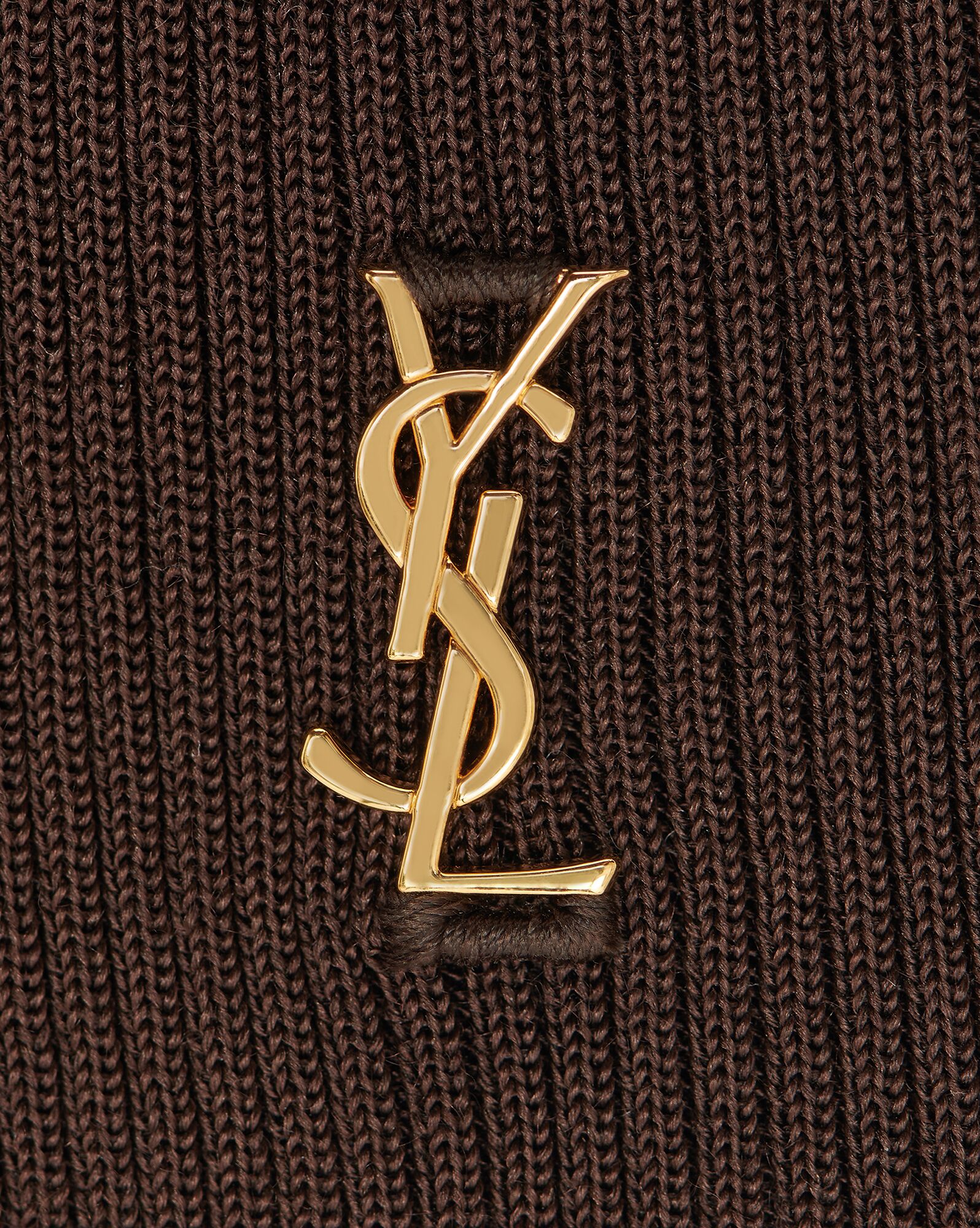 YSL Cassandre Top In Gerippt Silk Marron | 83752-HBIF