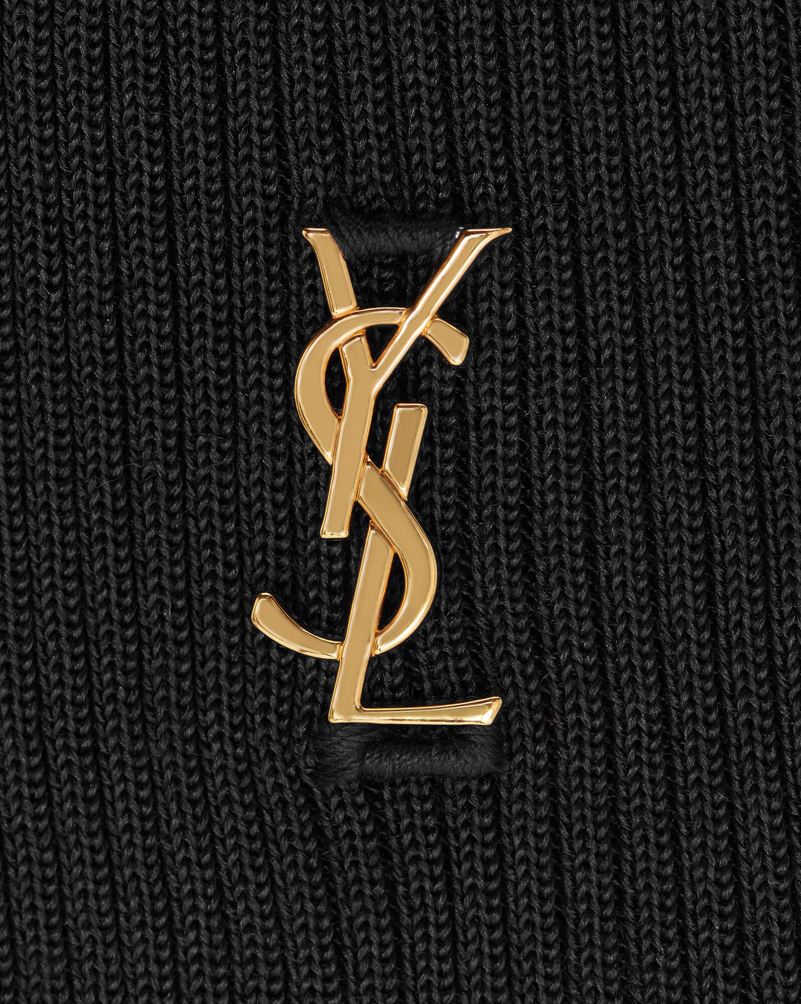 YSL Cassandre Top In Gerippt Silk Noir | 91654-BZGM