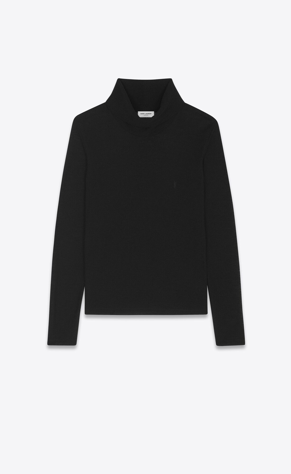 YSL Cassandre Turtleneck T-shirt In Wolle Jersey Noir | 61987-OETI