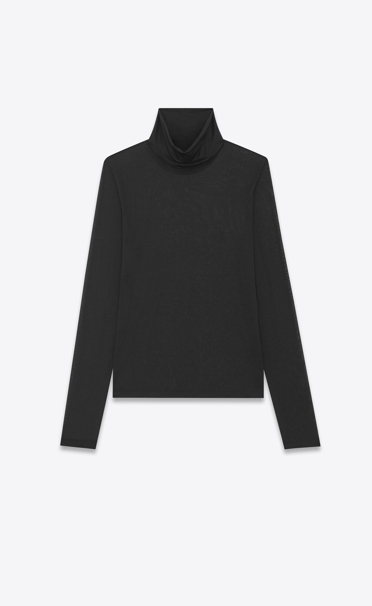 YSL Cassandre Turtleneck Top In Silk Jersey Schwarz | 57283-LNCT