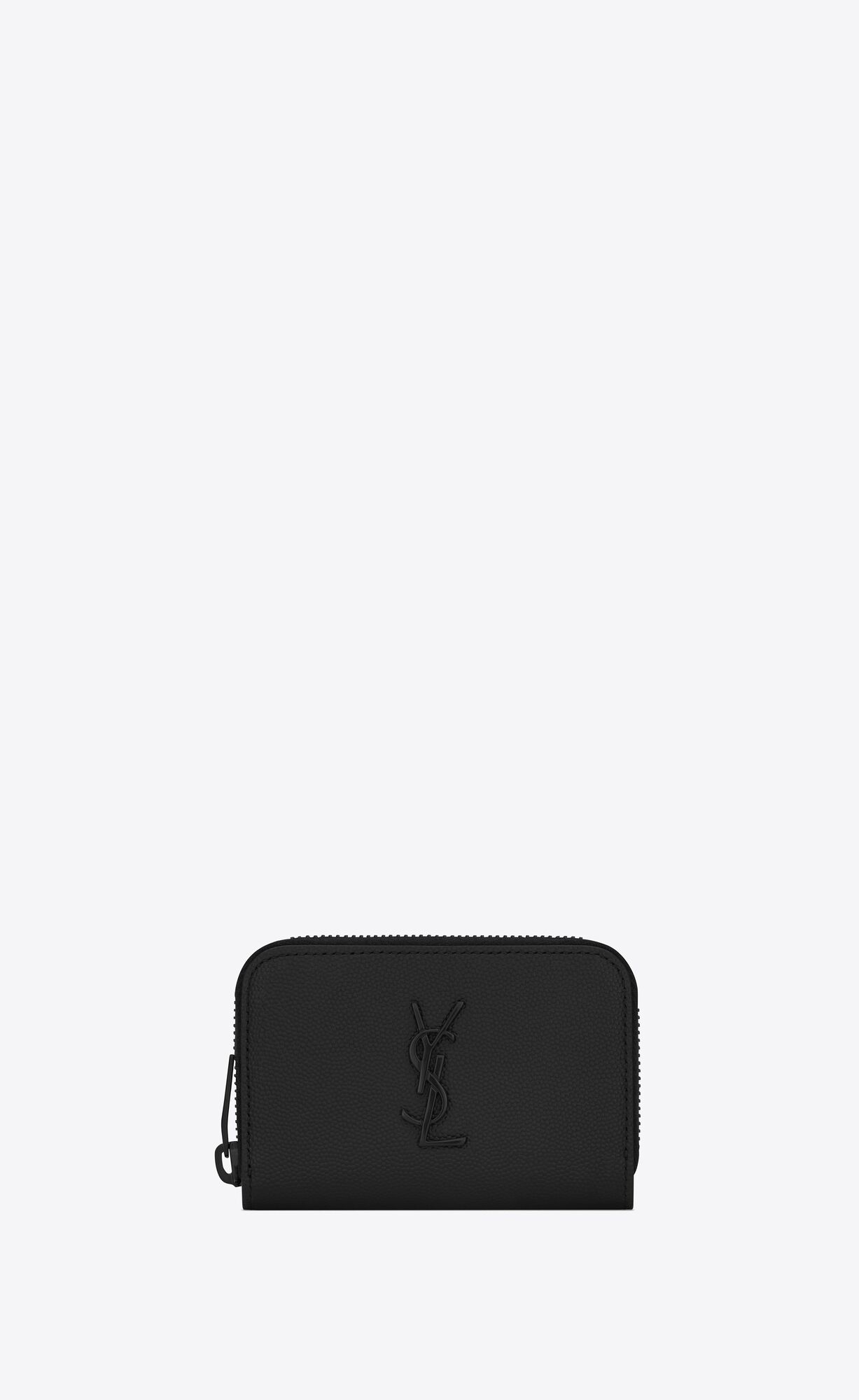 YSL Cassandre Wallet In Grain De Poudre Embossed Leder Schwarz | 87691-PTSC