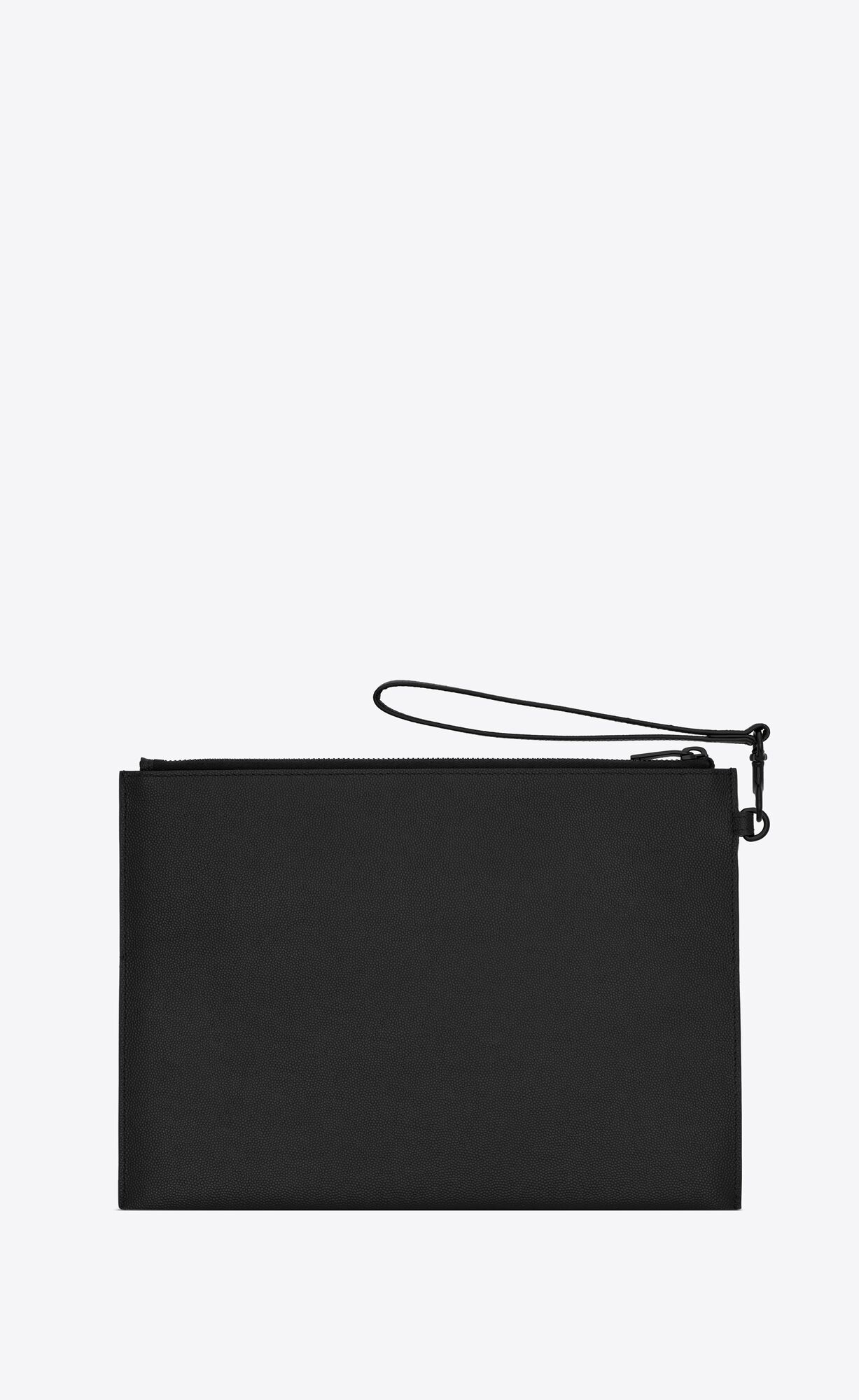 YSL Cassandre Zipped Tablet Holder In Grain De Poudre-embossed Leder Noir | 21094-KVHY