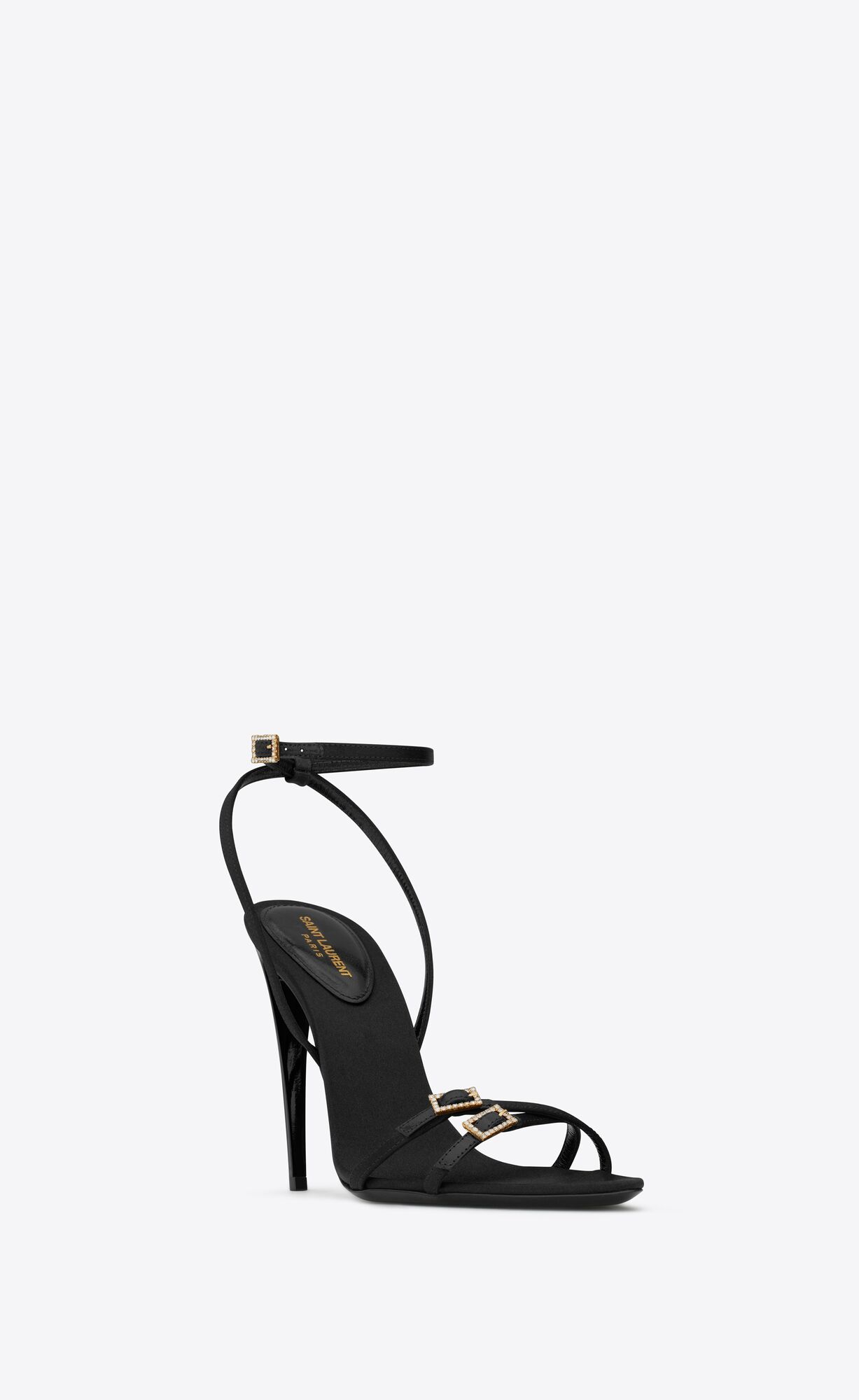 YSL Cassie Sandals In Crepe Satin Schwarz | 28140-XSAE