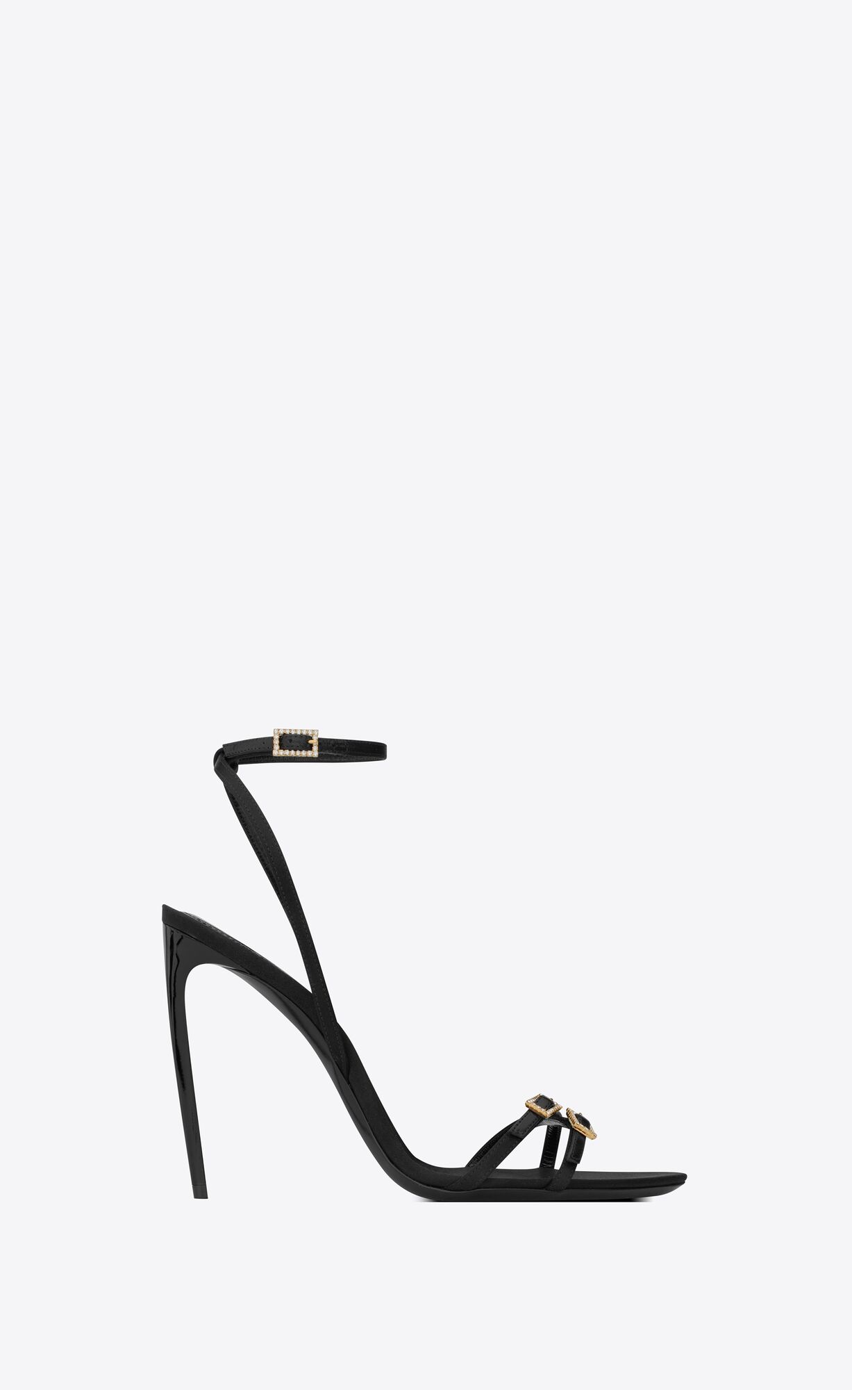 YSL Cassie Sandals In Crepe Satin Schwarz | 28140-XSAE