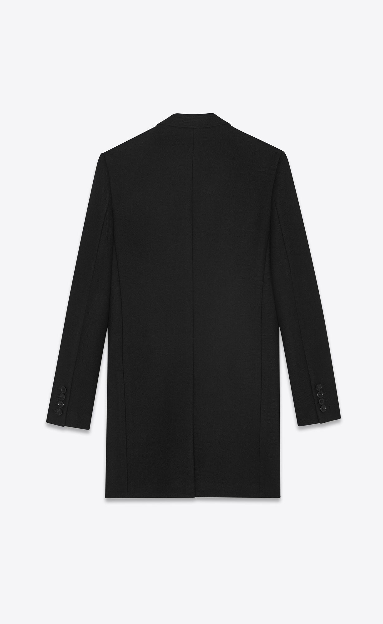 YSL Chesterfield Coat With Pointed Lapels In Wolle Schwarz | 12954-VNZF