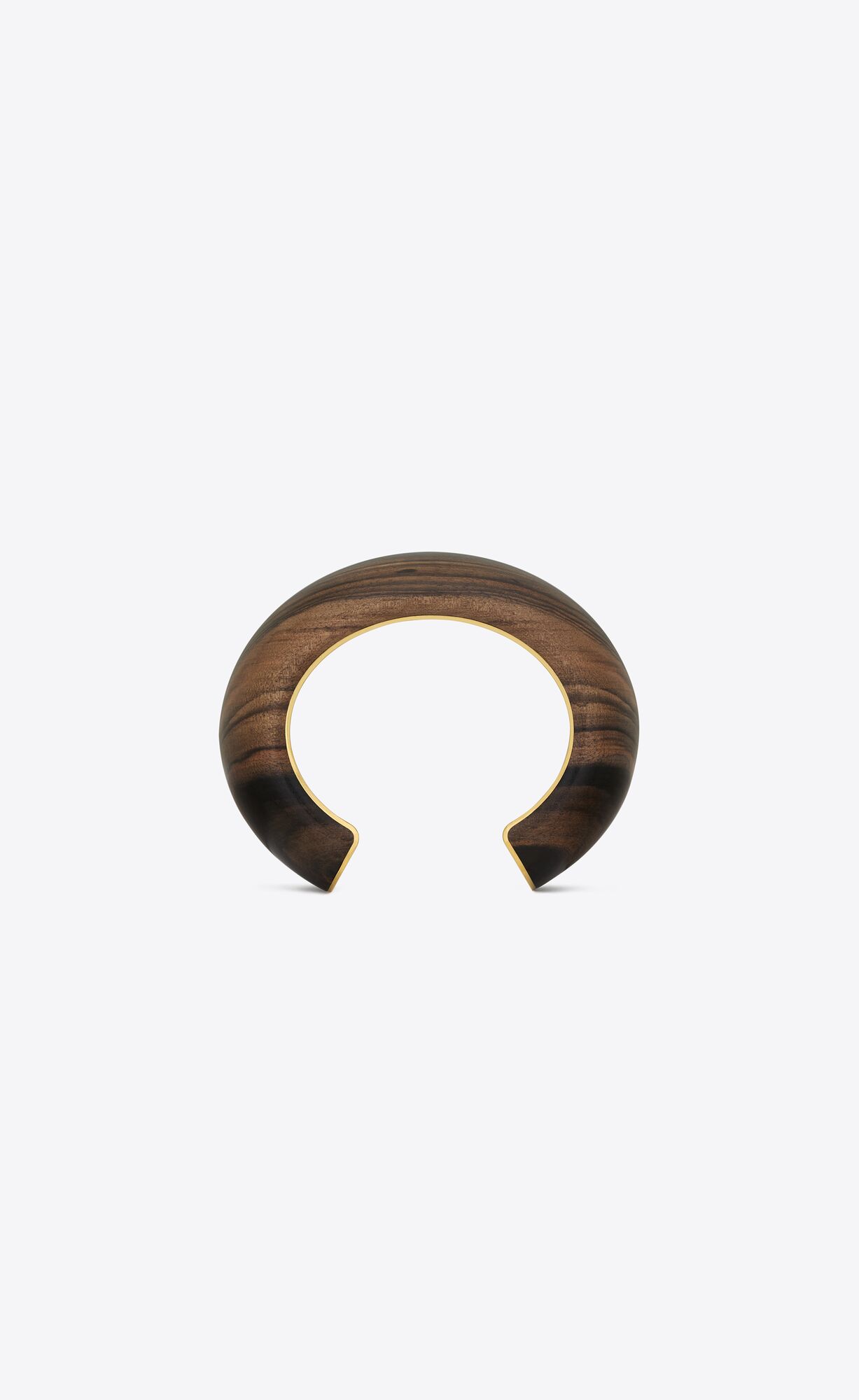 YSL Chunky Cuff In Wood And Metal Dunkelbraun Gold | 41072-FOKA