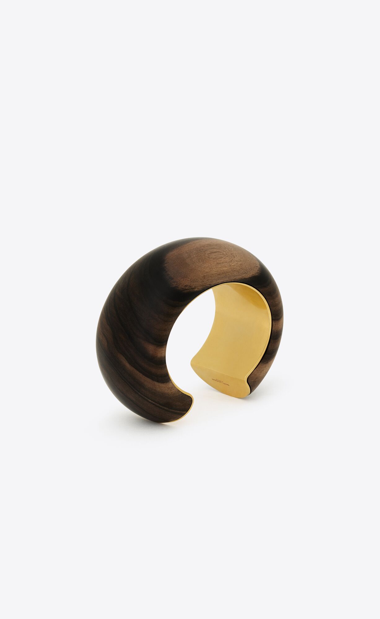 YSL Chunky Cuff In Wood And Metal Dunkelbraun Gold | 41072-FOKA