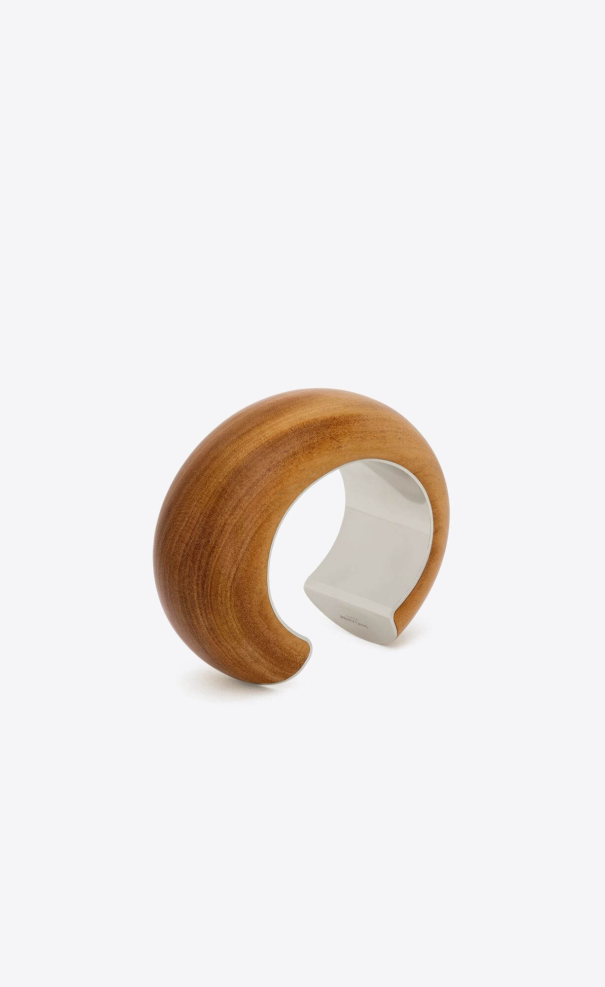 YSL Chunky Cuff In Wood And Metal Hellgrün Silber | 70195-SECQ