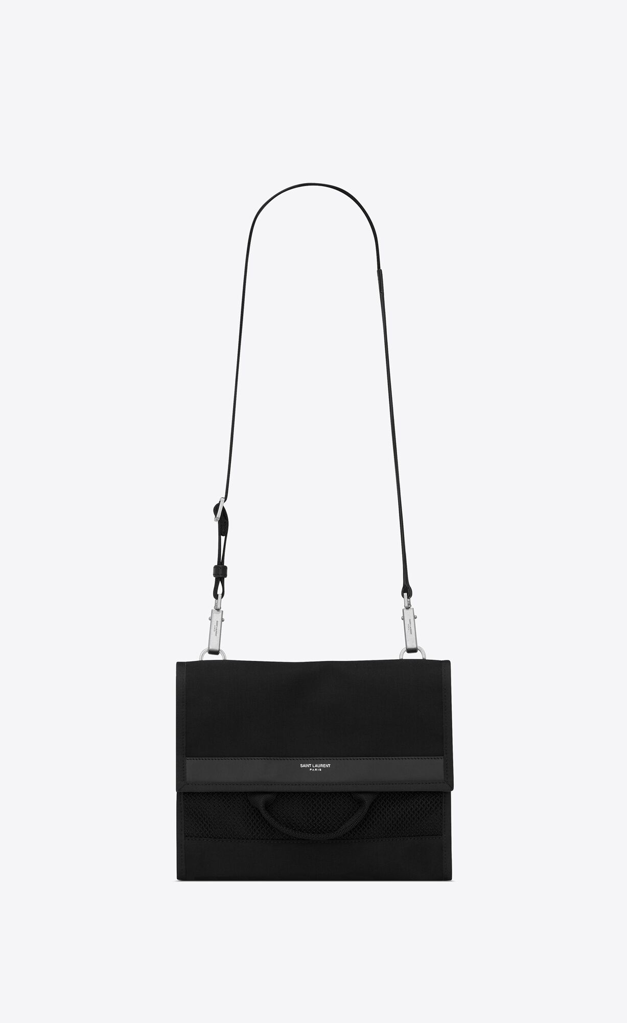 YSL City Flap Crossbody Pouch In Canvas Schwarz | 28490-VQUW