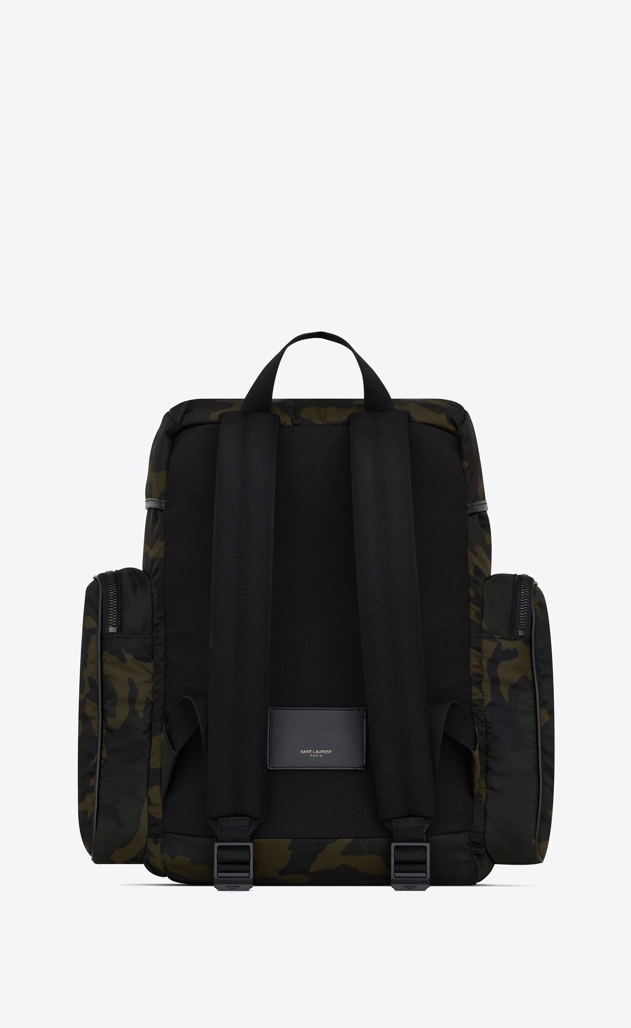 YSL City Multi-pocket Backpack In Smooth Leder And Nylon Schwarz Khaki | 26043-ZJRL