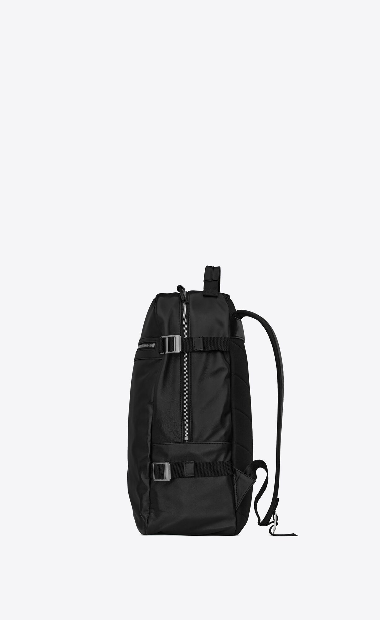 YSL City Trekking Backpack In Lambskin And Nylon Schwarz | 80324-ZATX