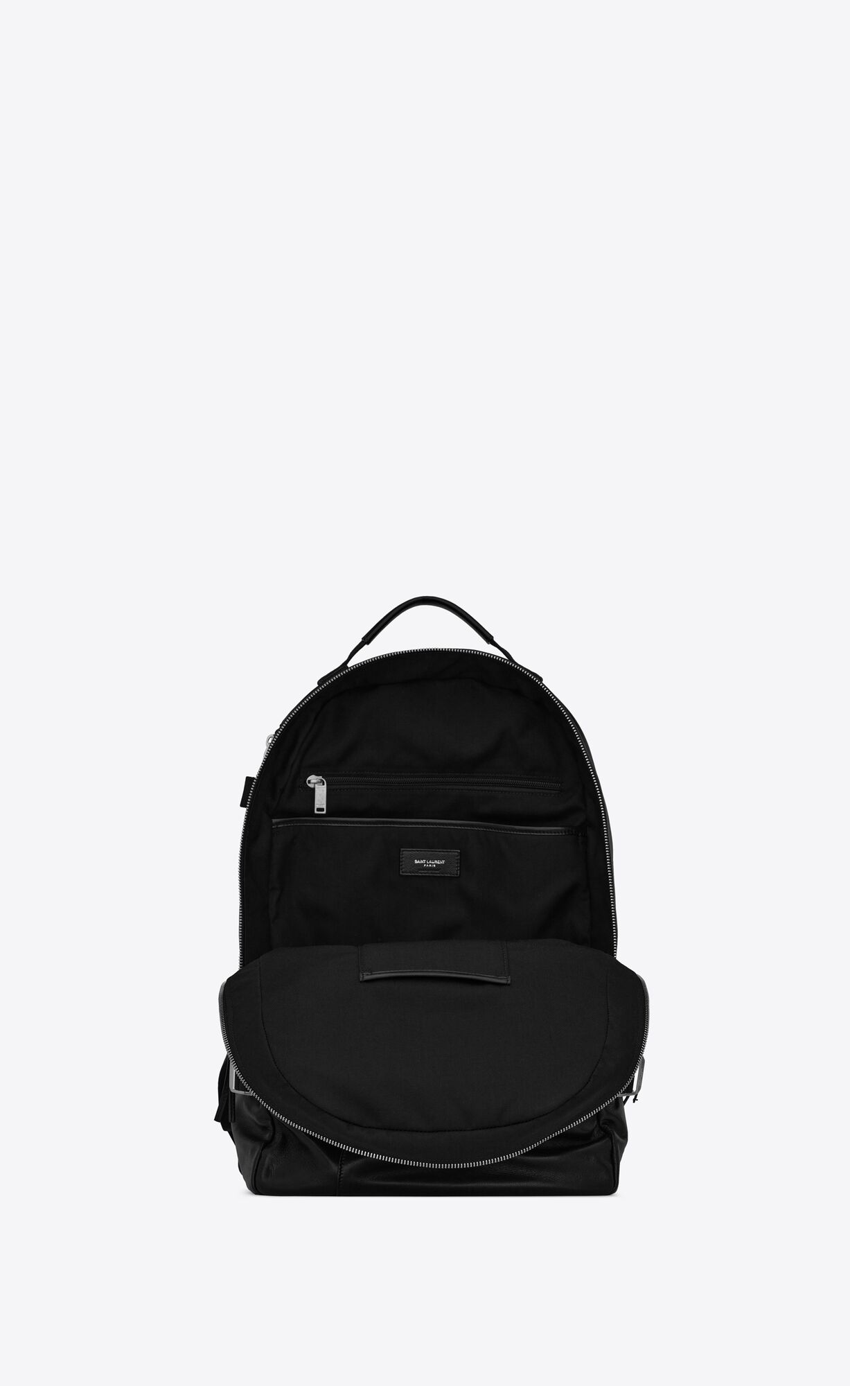 YSL City Trekking Backpack In Lambskin And Nylon Schwarz | 80324-ZATX