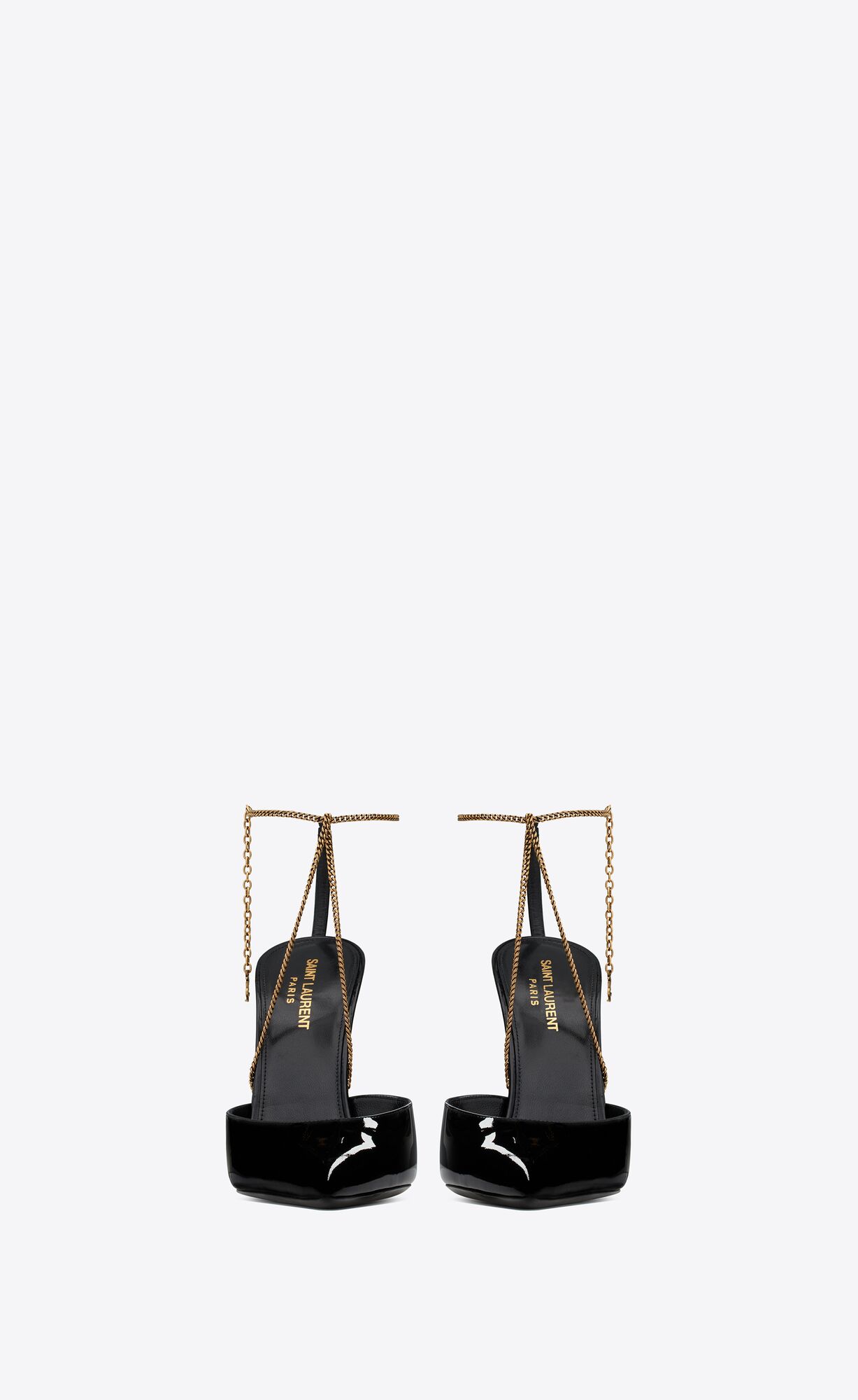 YSL Claw Slingback Pumps In Lack Leder Noir | 78613-AITD