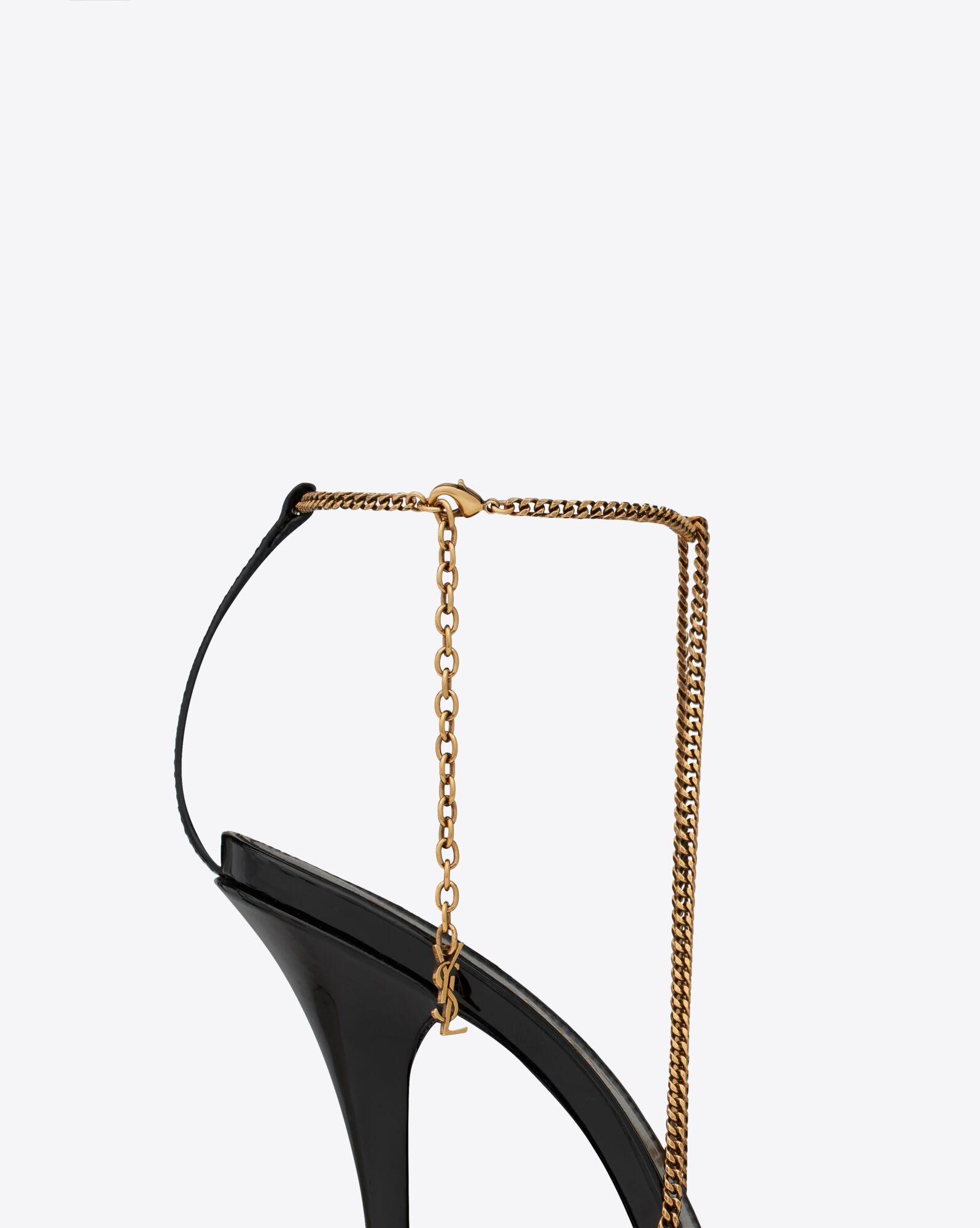 YSL Claw Slingback Pumps In Lack Leder Noir | 78613-AITD