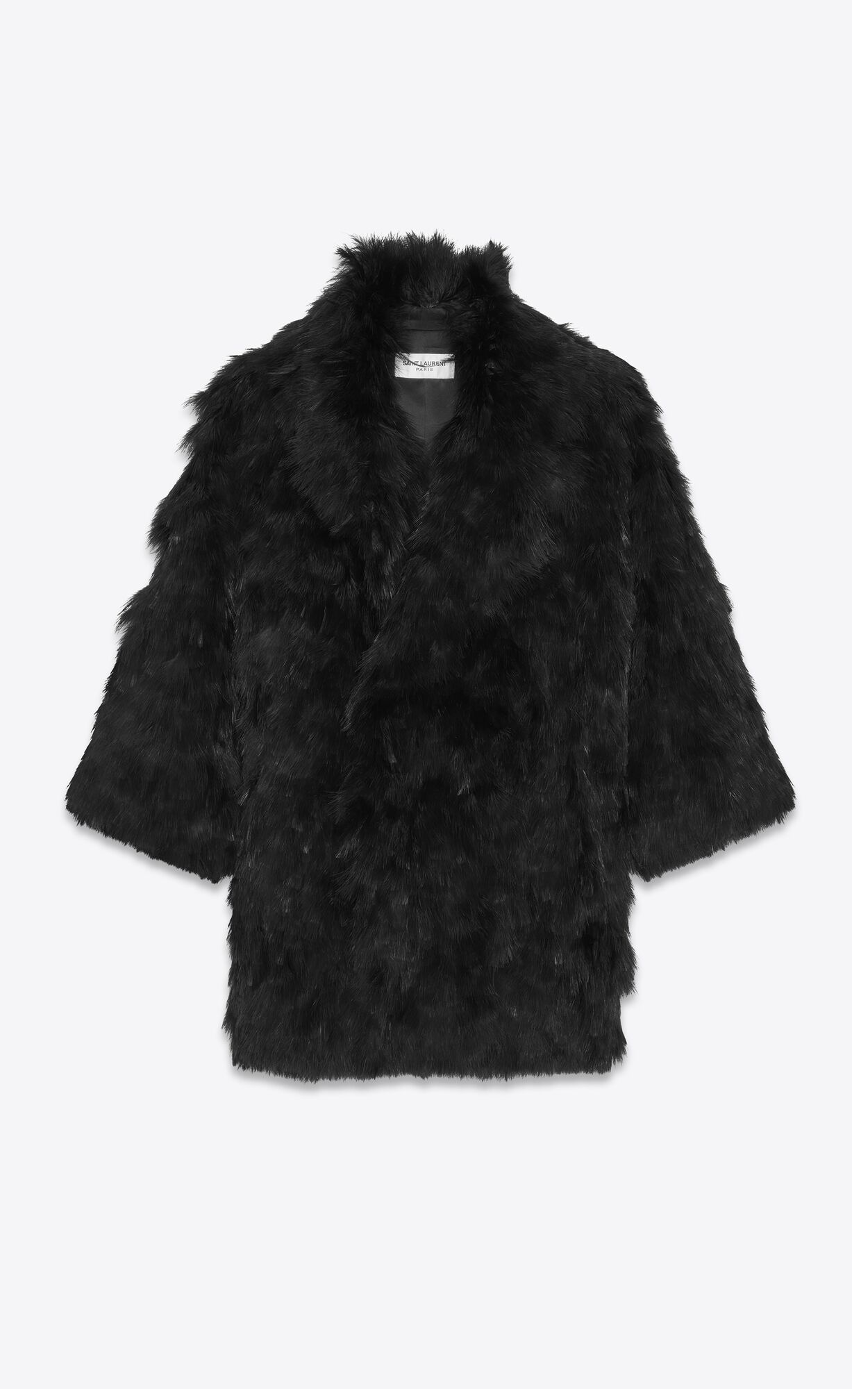 YSL Coat In Silk And Feathers Schwarz | 61590-GMDS