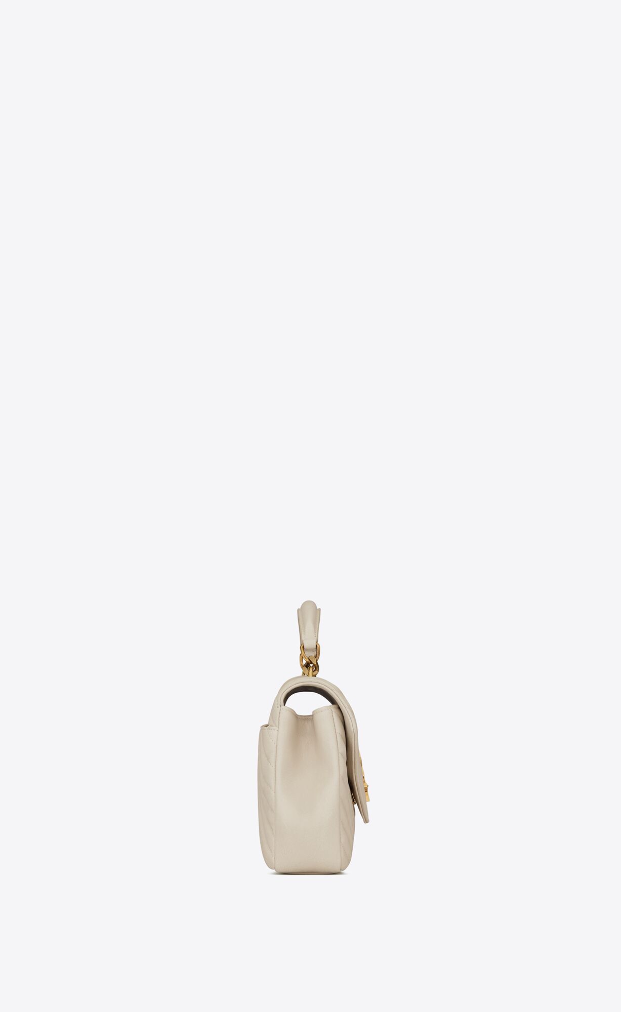 YSL College Medium Chain Bag In Gesteppt Leder Blanc Vintage | 89364-WNOD