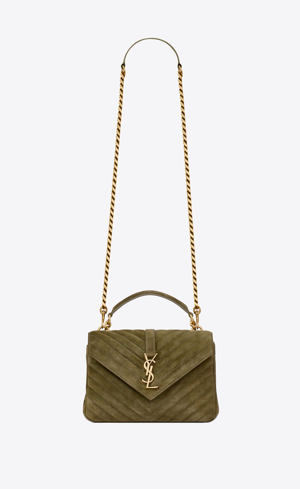 YSL College Medium In Gesteppt Wildleder Olivgrün Grün | 09348-QXUF