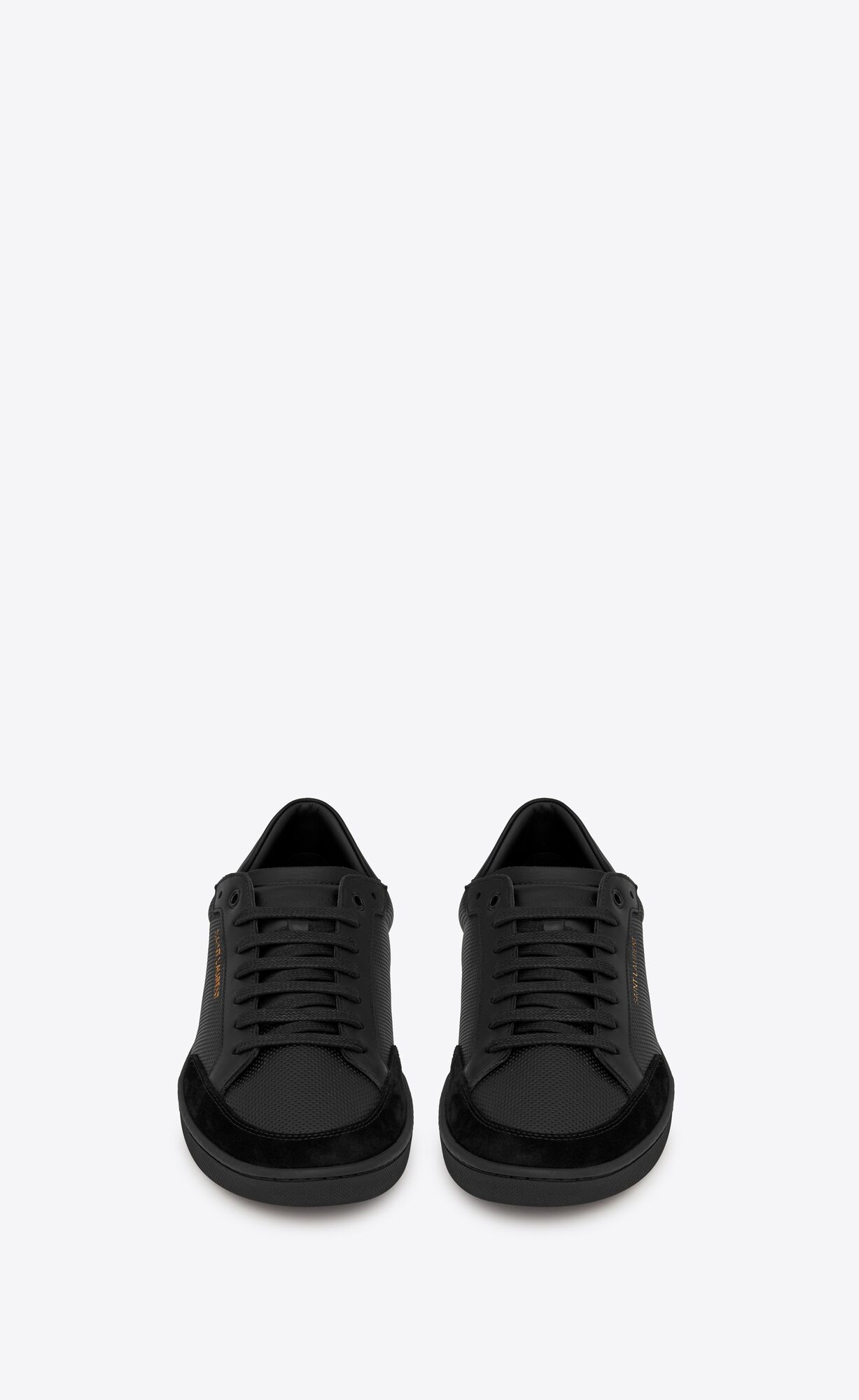 YSL Court Klassische Sl/10 Sneakers In Perforated Leder And Wildleder Schwarz | 62391-BIKM