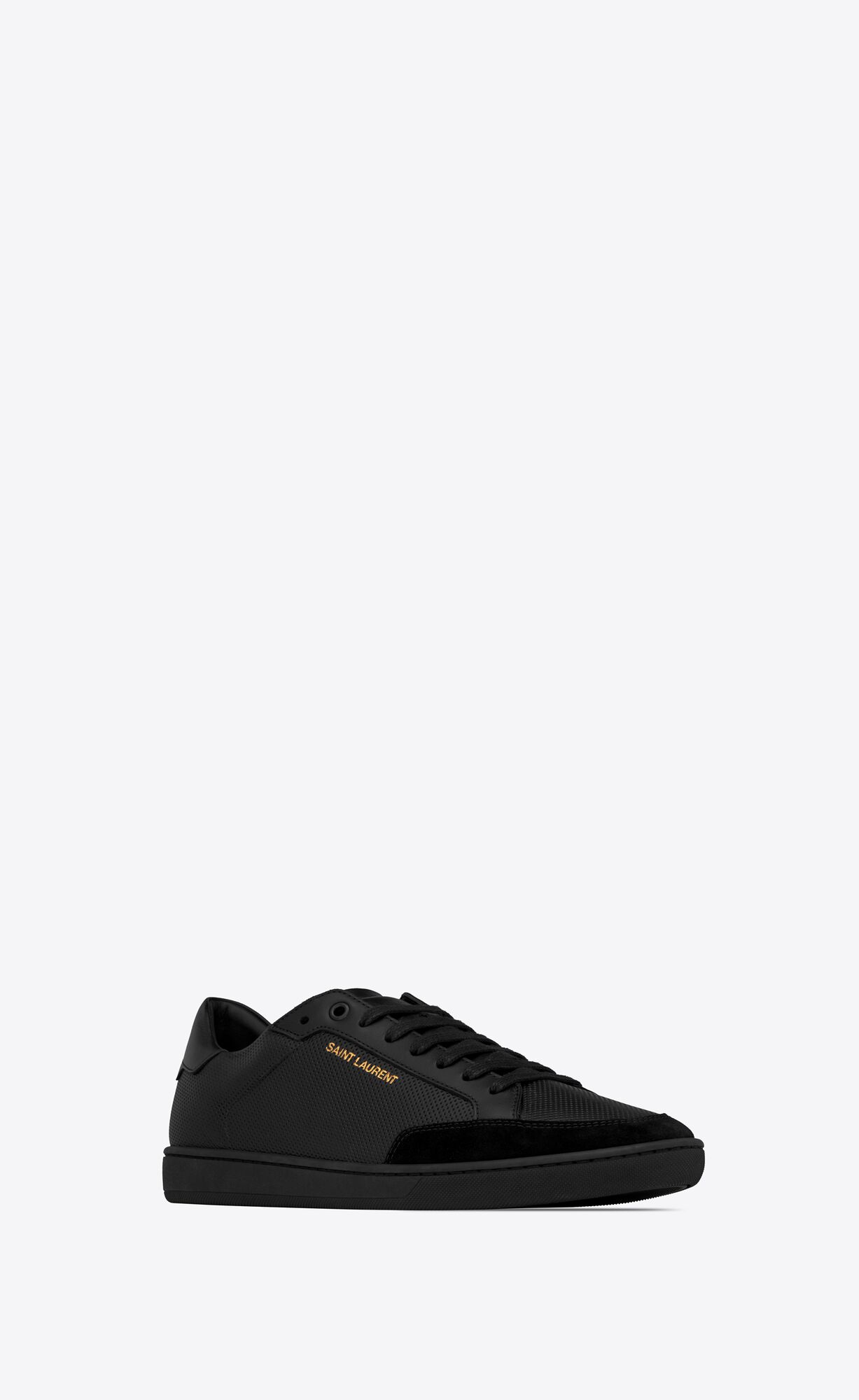 YSL Court Klassische Sl/10 Sneakers In Perforated Leder And Wildleder Schwarz | 62391-BIKM