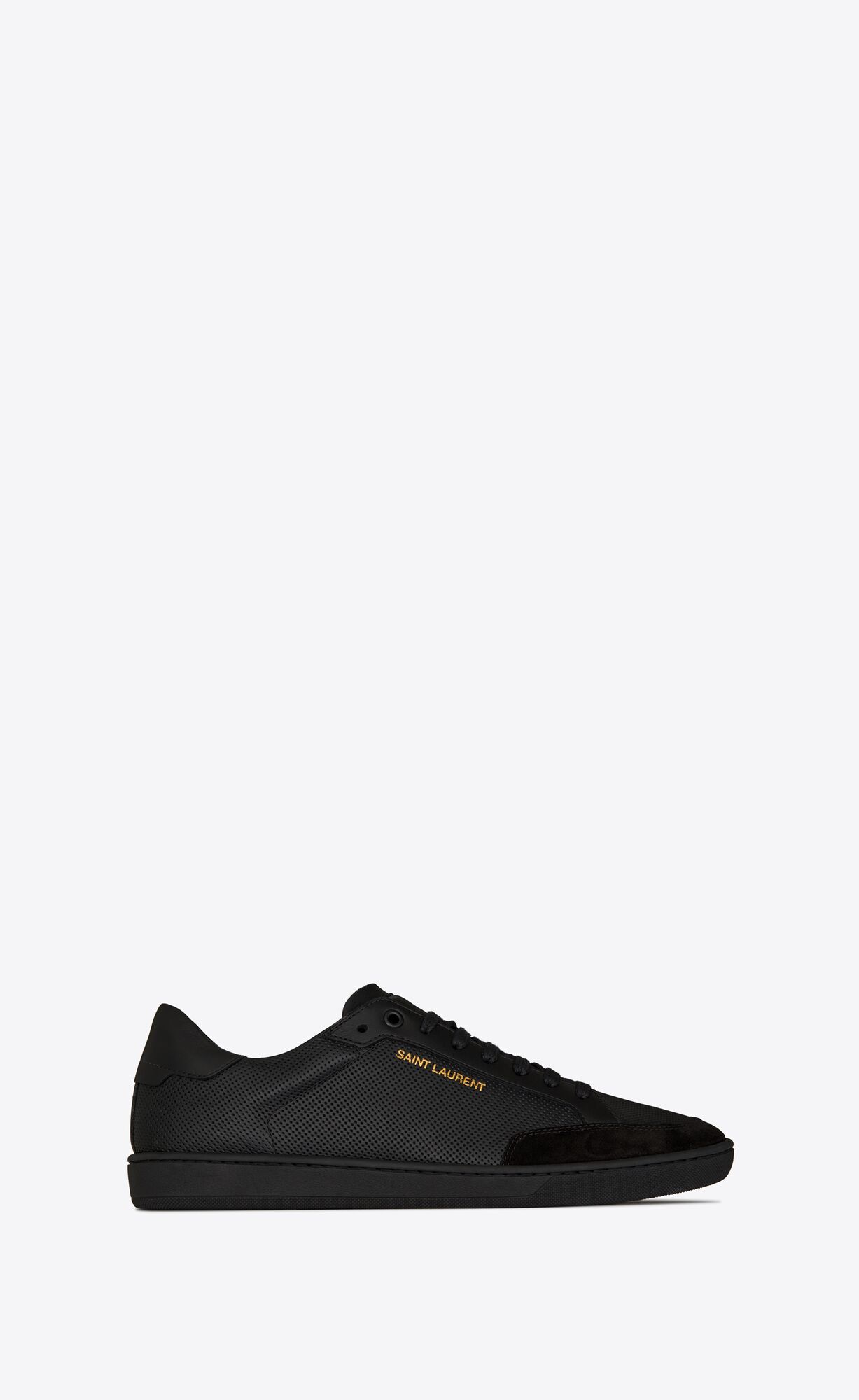 YSL Court Klassische Sl/10 Sneakers In Perforated Leder And Wildleder Schwarz | 62391-BIKM