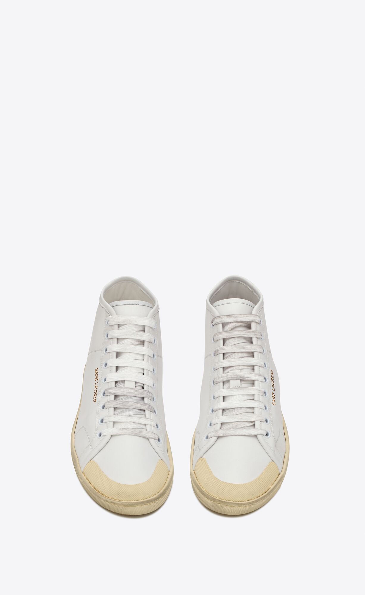 YSL Court Klassische Sl/39 Mid-top Sneakers In Grained Leder Weiß | 41632-UDIV