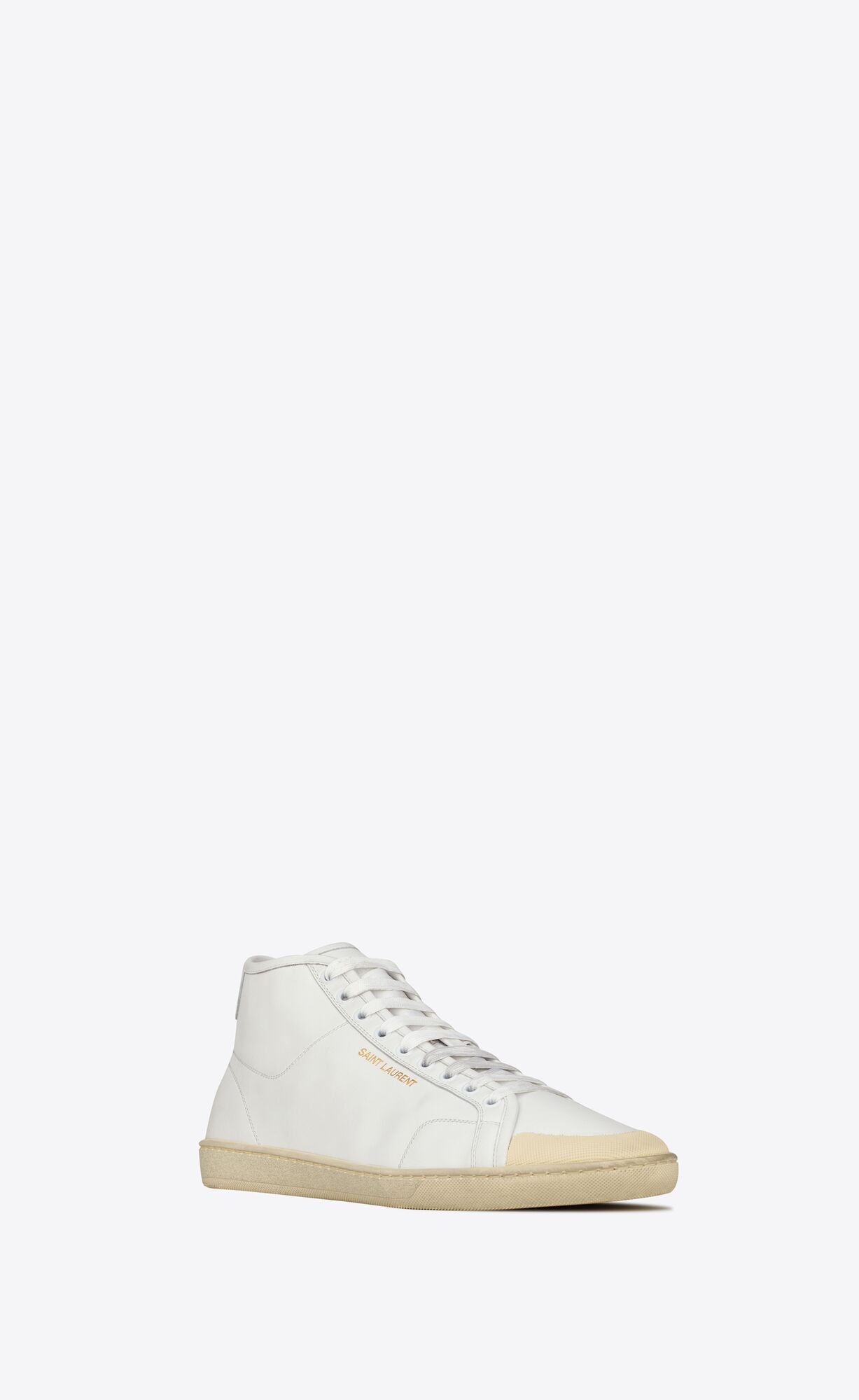 YSL Court Klassische Sl/39 Mid-top Sneakers In Grained Leder Weiß | 41632-UDIV