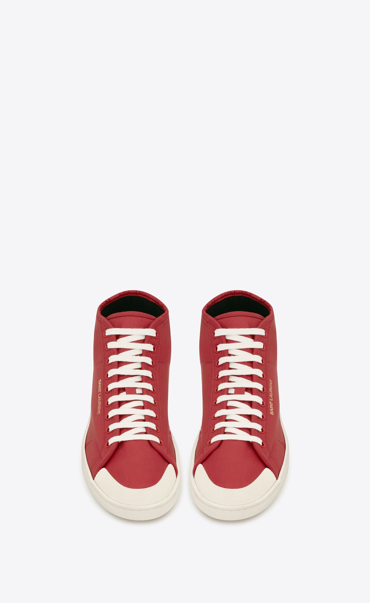 YSL Court Klassische Sl/39 Mid-top Sneakers In Nylon And Leder Rot Weiß | 87046-LRMI