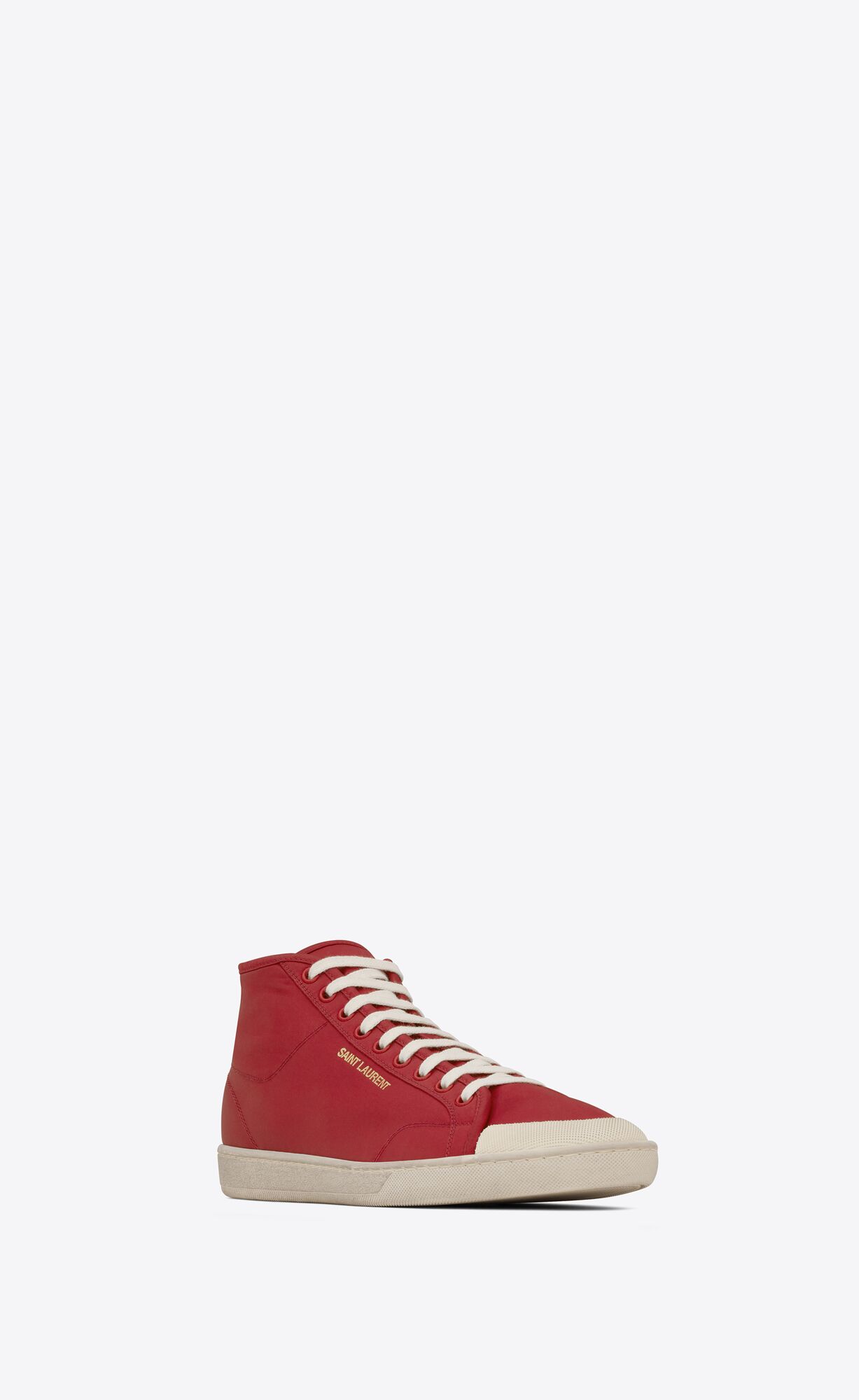 YSL Court Klassische Sl/39 Mid-top Sneakers In Nylon And Leder Rot Weiß | 87046-LRMI