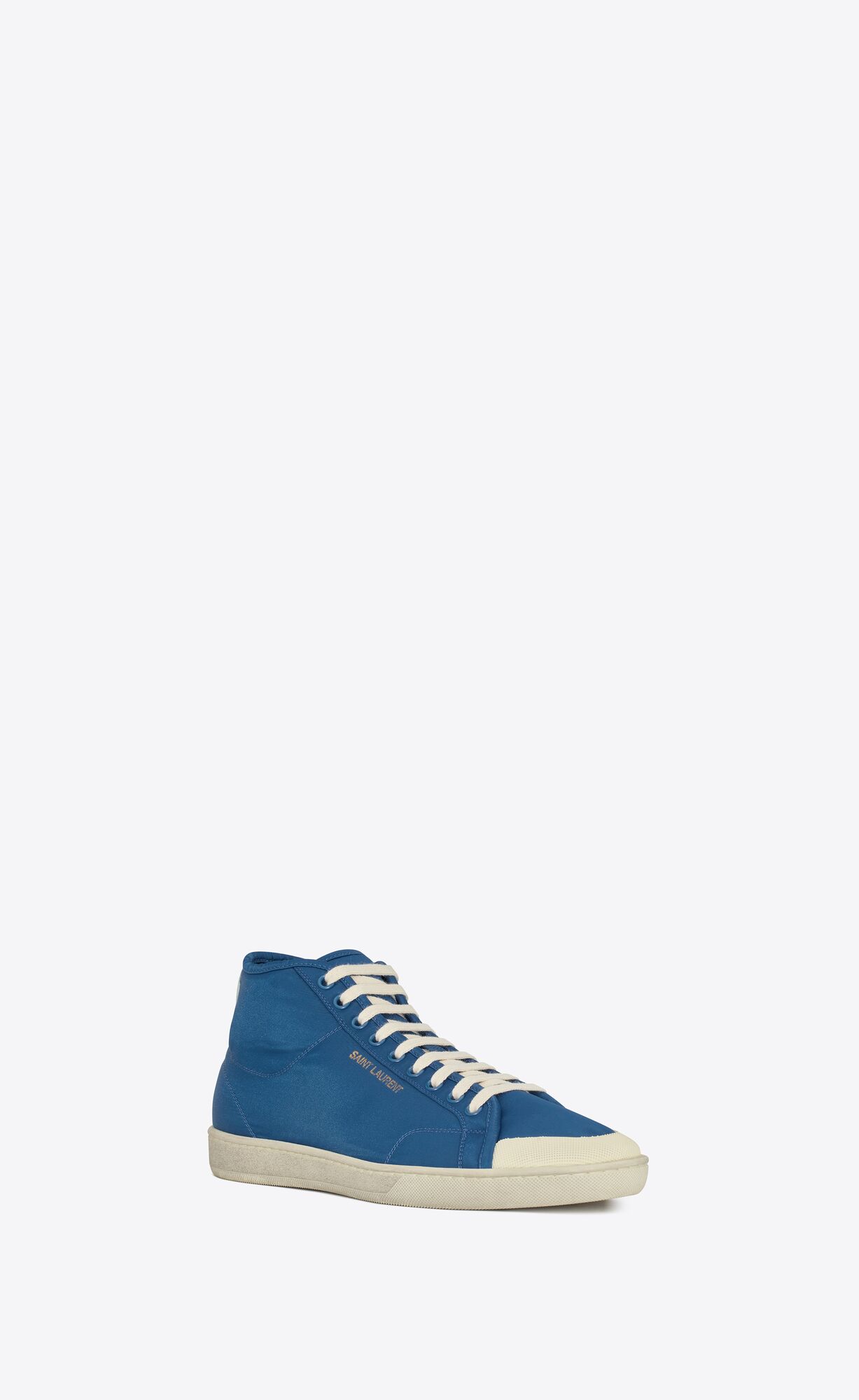 YSL Court Klassische Sl/39 Mid-top Sneakers In Nylon And Leder Navy Weiß | 92865-PIQA