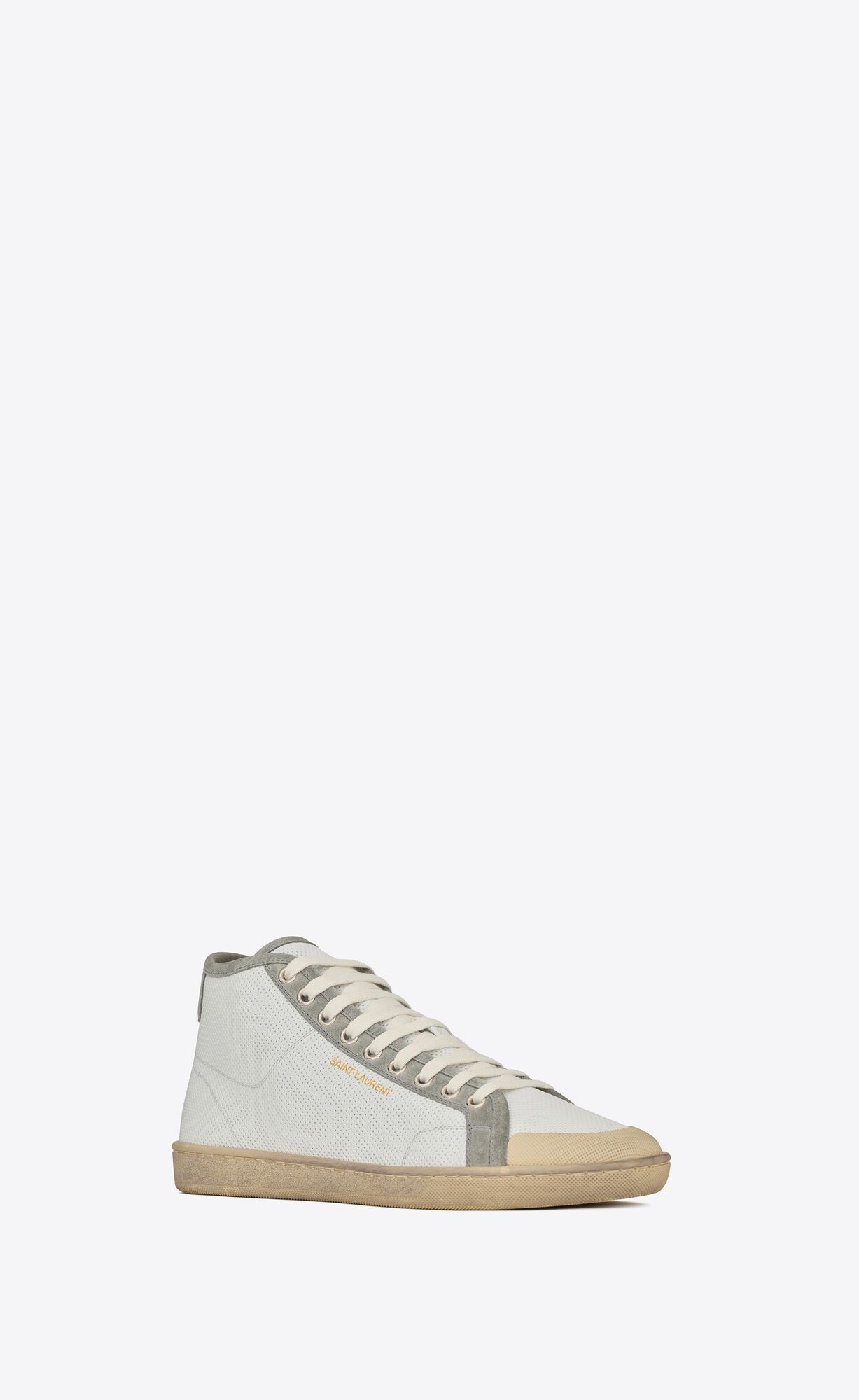 YSL Court Klassische Sl/39 Sneakers In Leder And Wildleder Blanc Optique And Paris Roof | 08245-FNHW