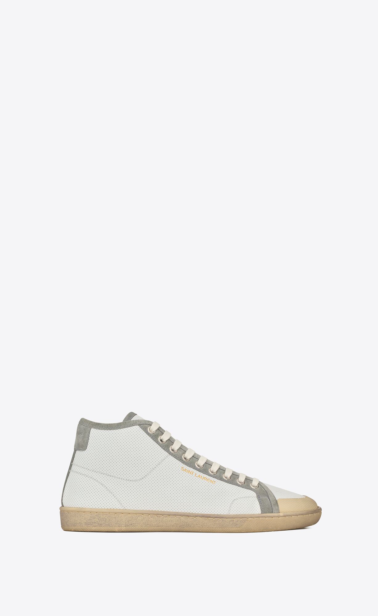 YSL Court Klassische Sl/39 Sneakers In Leder And Wildleder Blanc Optique And Paris Roof | 73906-YOBV