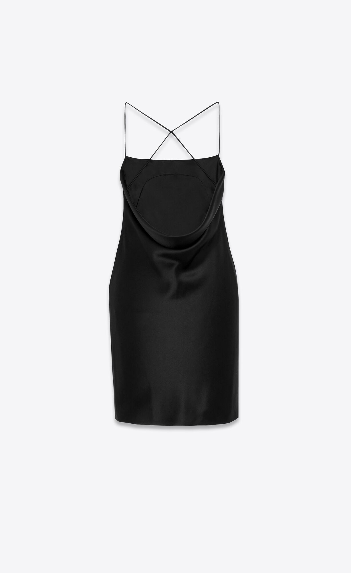 YSL Cowl Back Kleider In Silk Satin Schwarz | 81027-JZIM