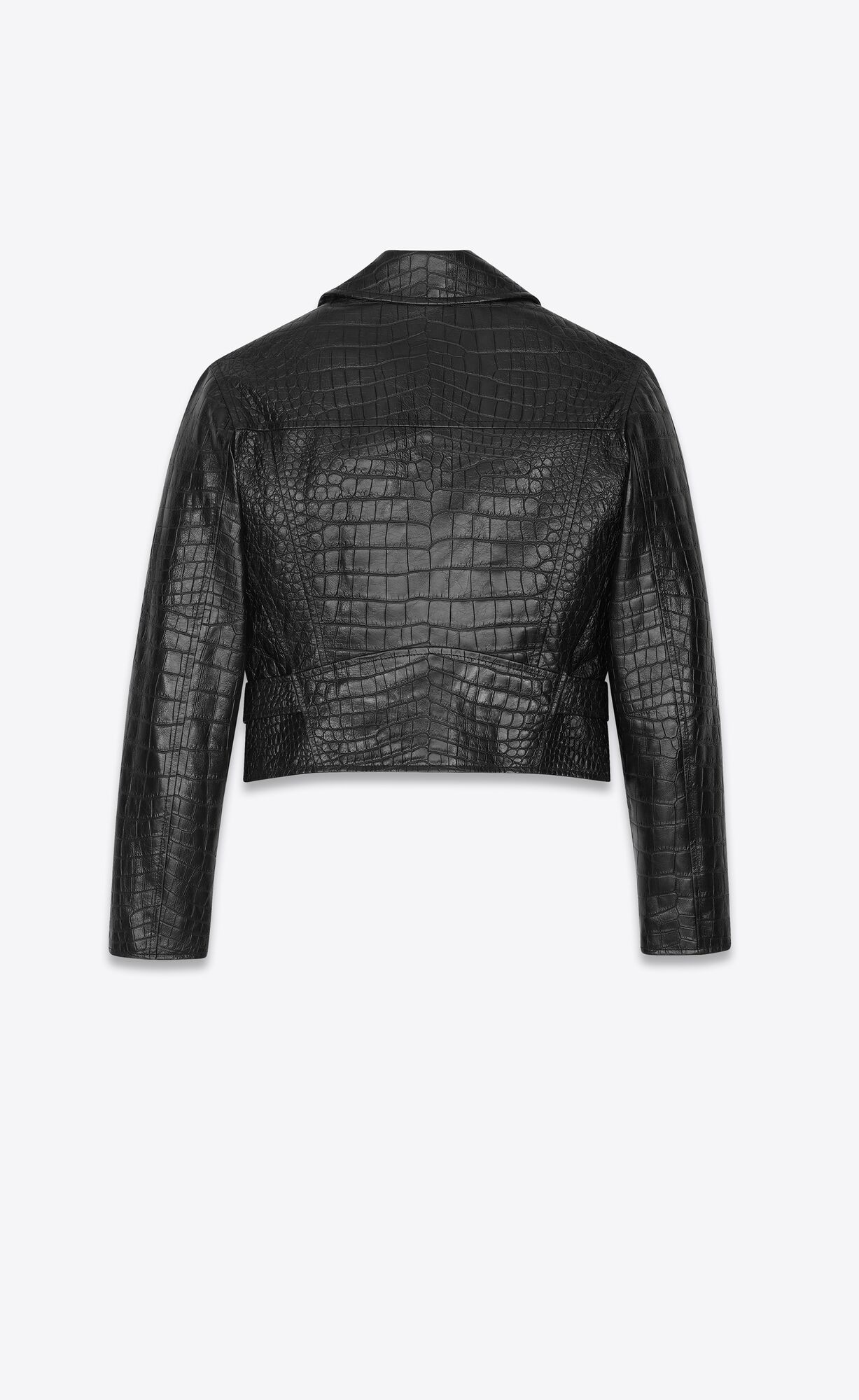 YSL Cropped Jacket In Crocodile-embossed Leder Schwarz | 69753-PVHR