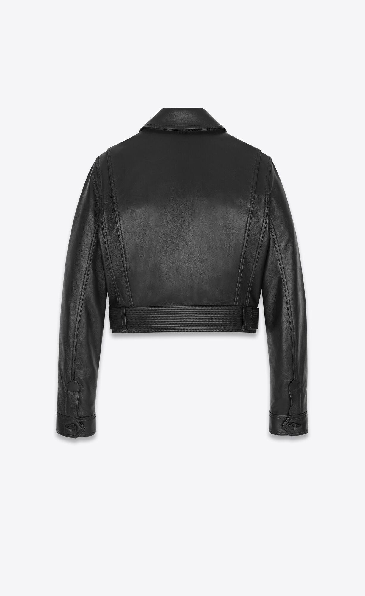 YSL Cropped Jacket In Drummed Lambskin Noir | 40261-BQAP