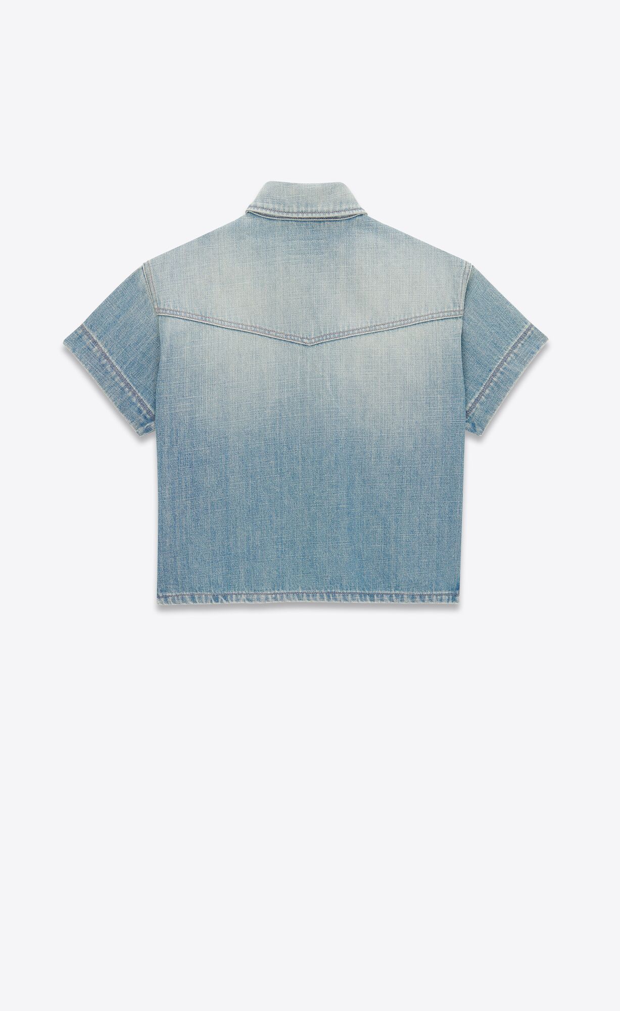 YSL Cropped Shirt Hellblau | 87341-MNUK