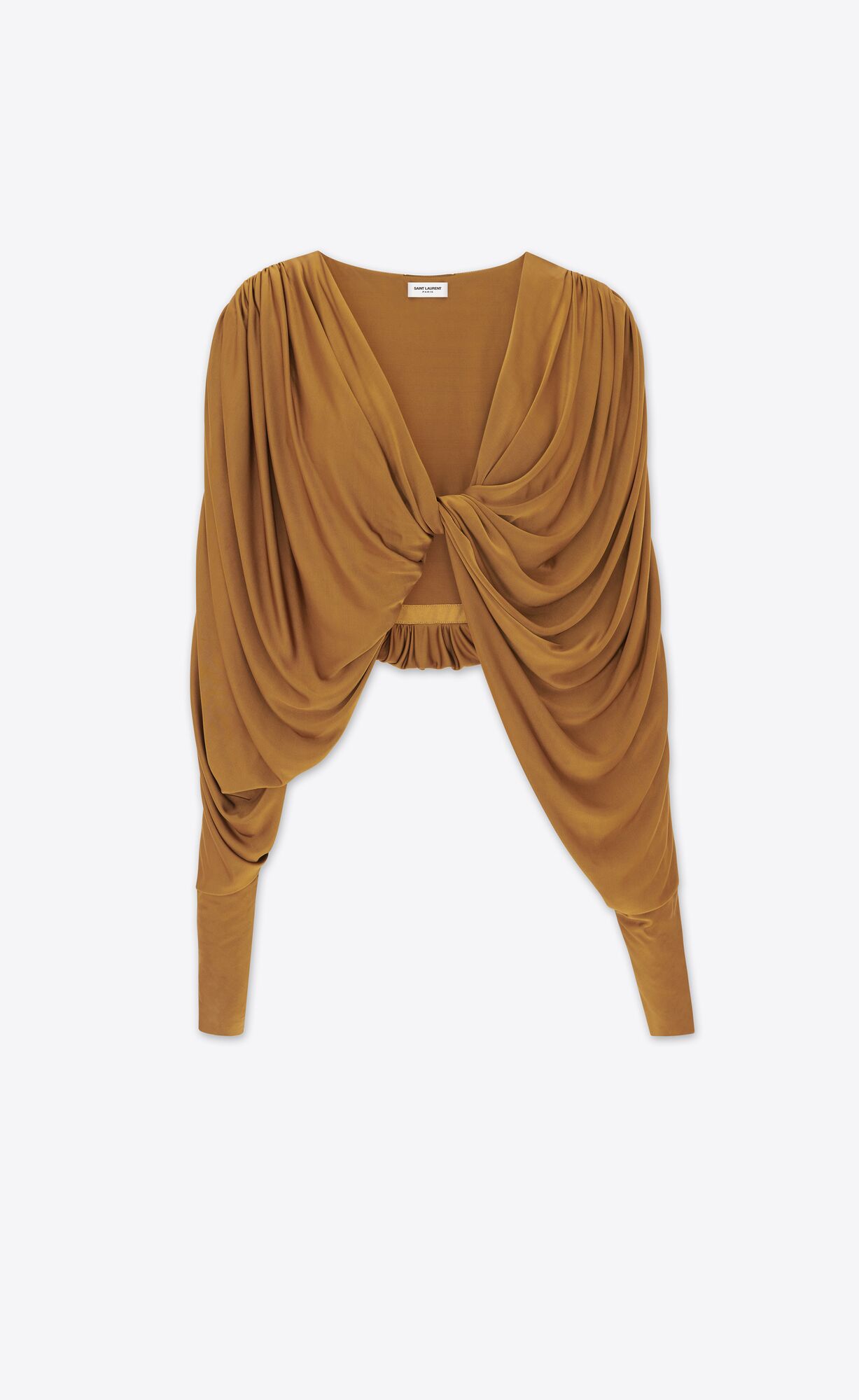 YSL Cropped Top In Shiny Jersey Braun | 13829-JNTM