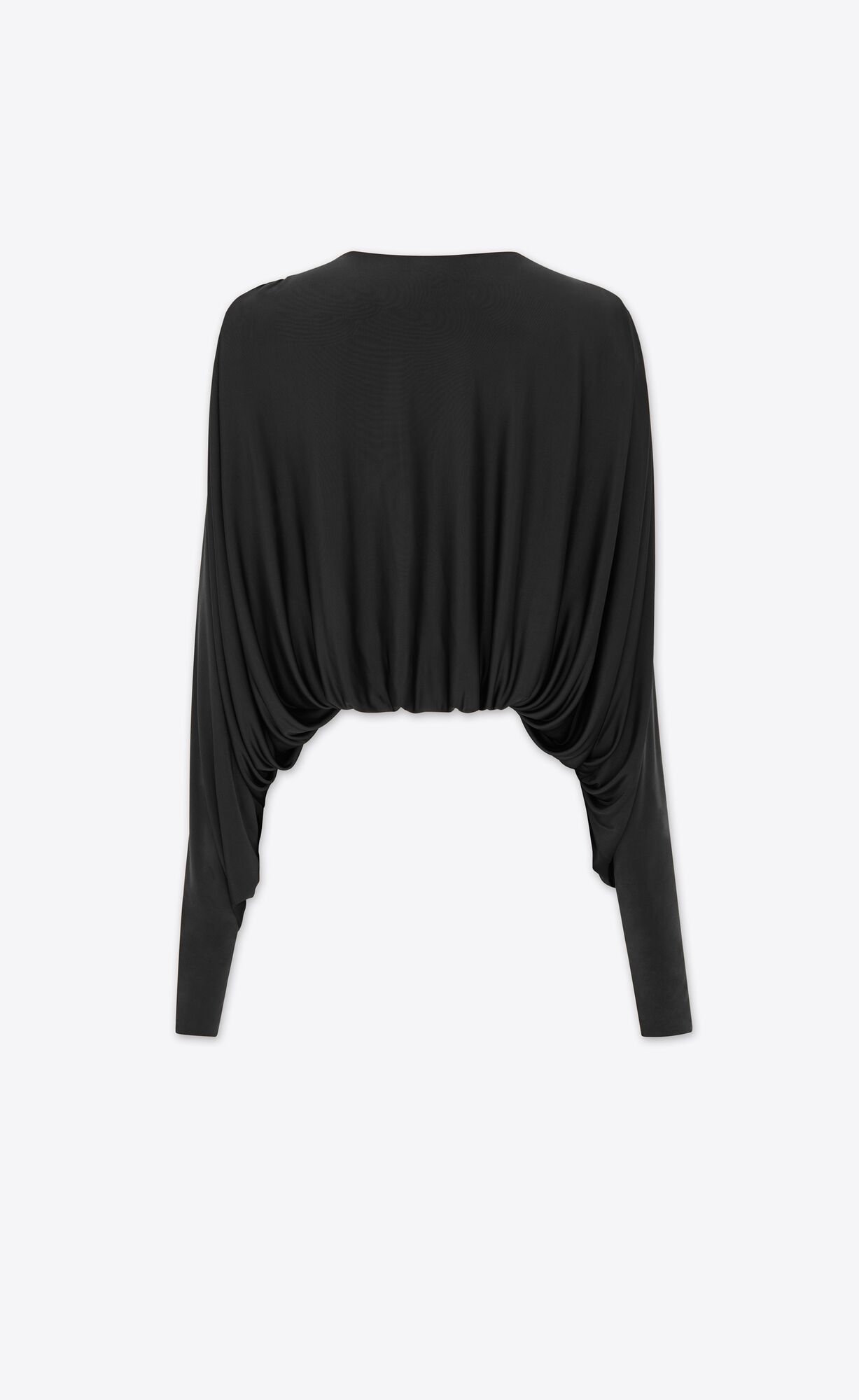 YSL Cropped Top In Shiny Jersey Schwarz | 15489-QFLS