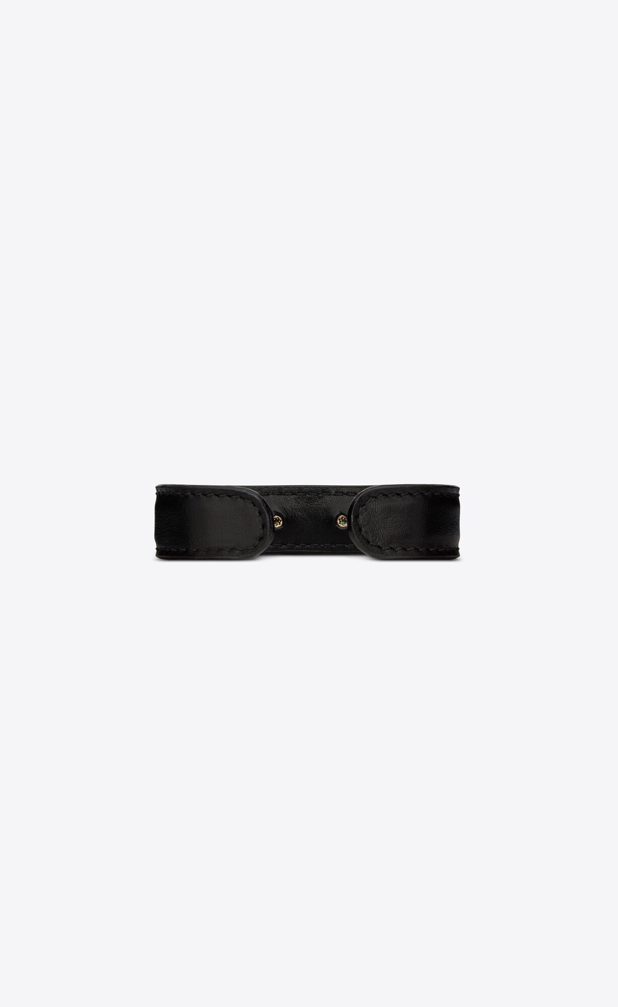 YSL Cuff Bracelet In Smooth Leder And Metal Schwarz Hellbraun | 07168-UVIE