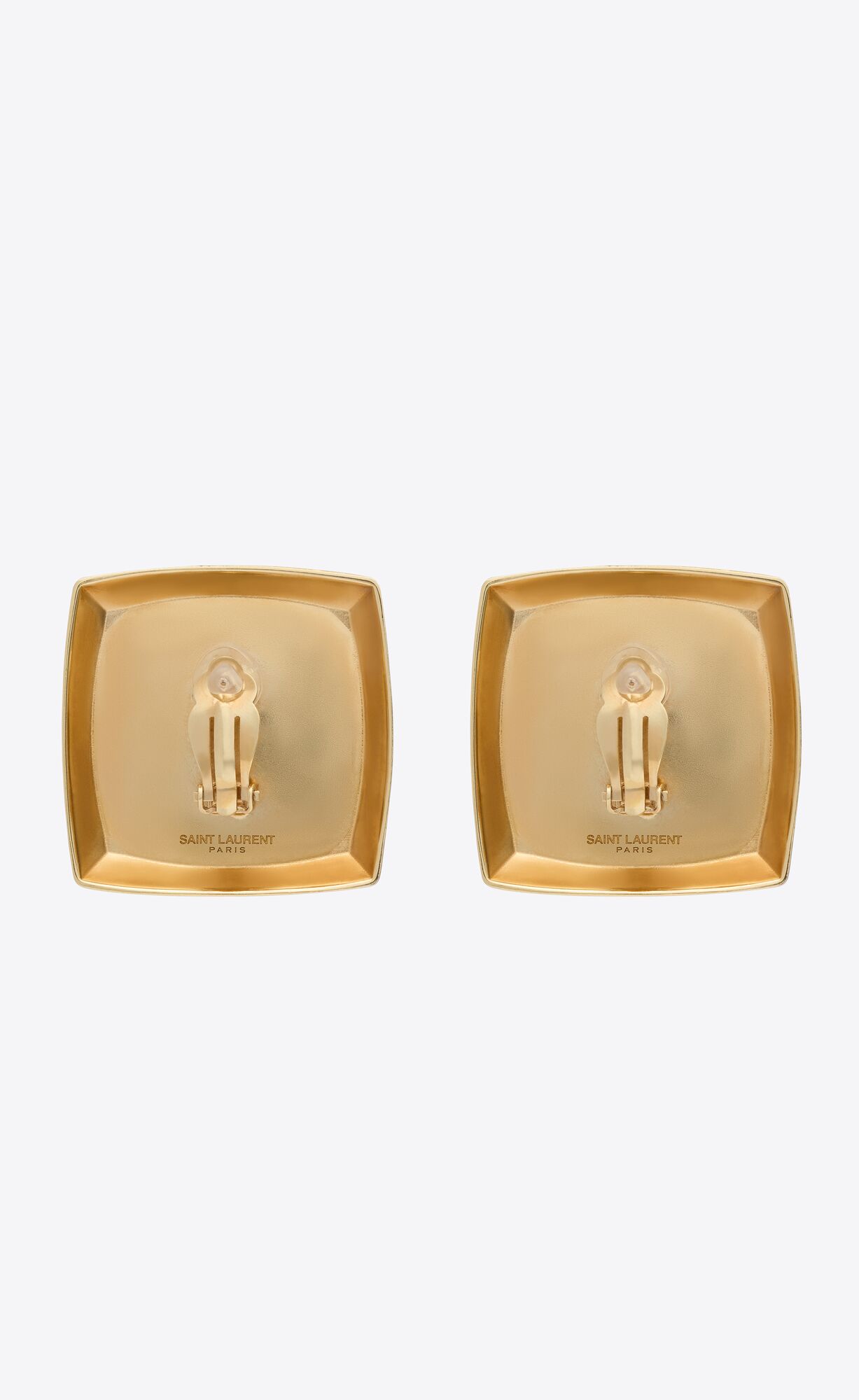 YSL Curvy Square Earrings In Metal Gold | 92138-YBRD