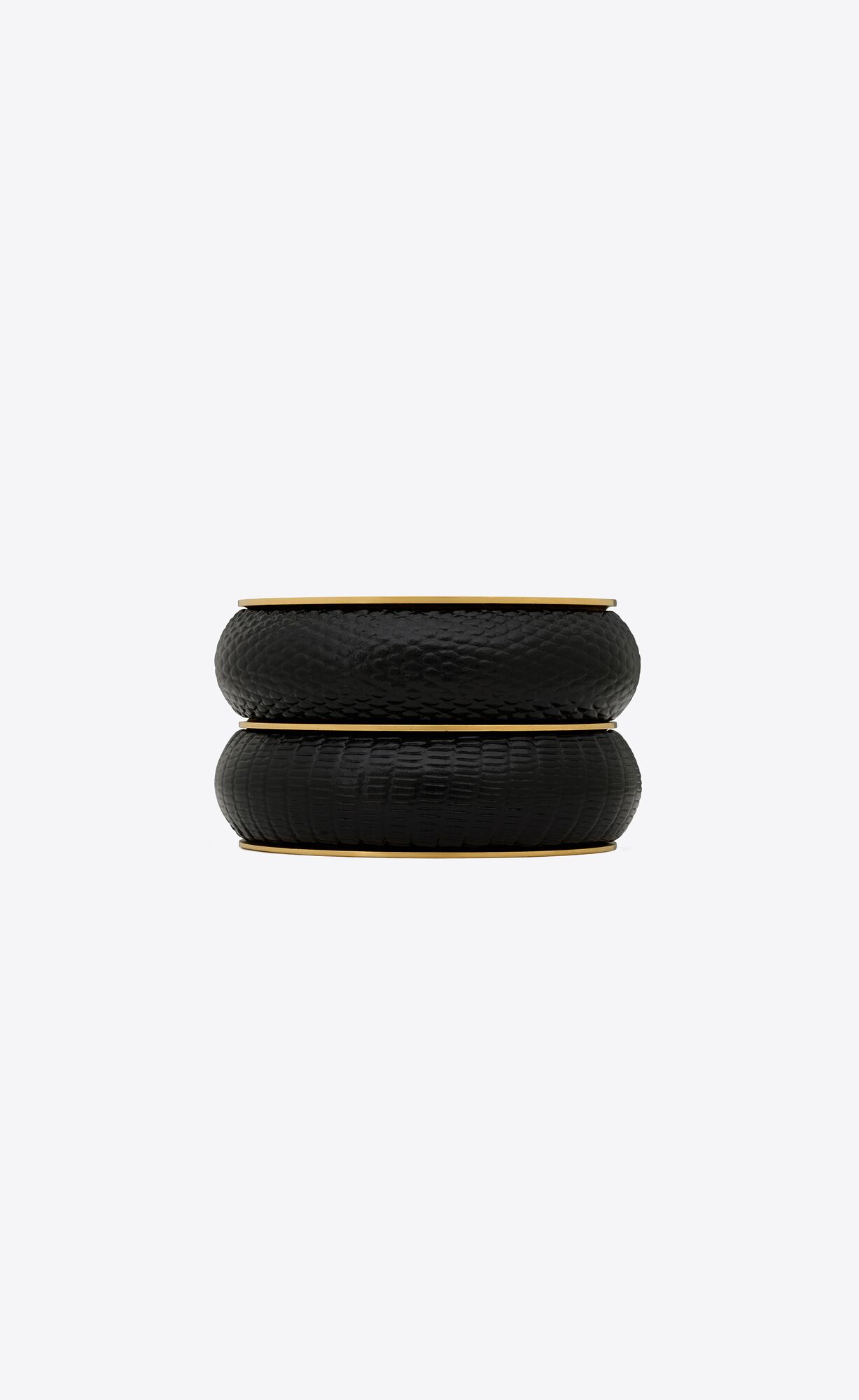 YSL Cushion Cuff In Lizard-embossed Leder And Metal Schwarz | 97260-QNIG