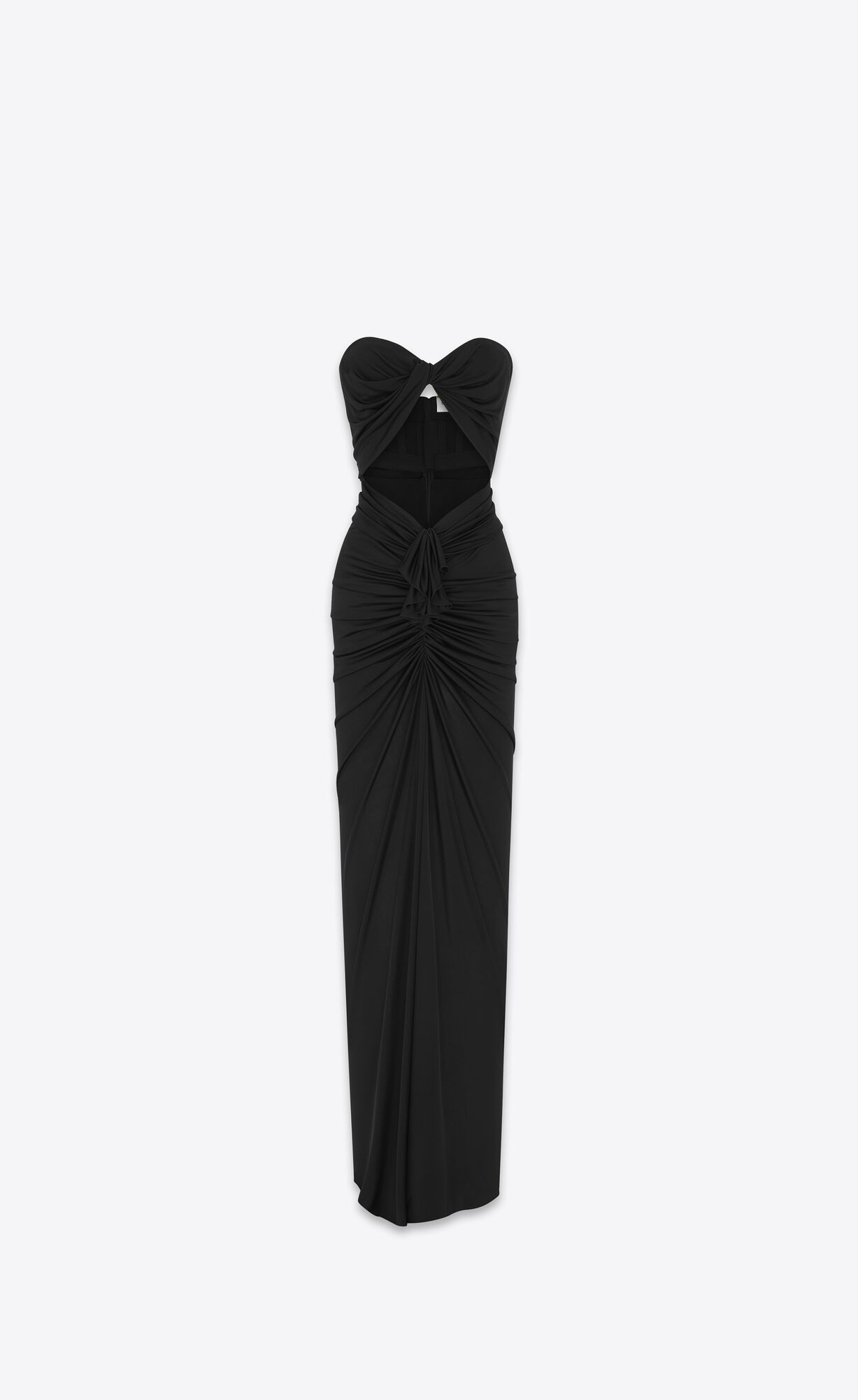 YSL Cut-out Bustier Kleider In Crepe Jersey Schwarz | 18795-EOWZ