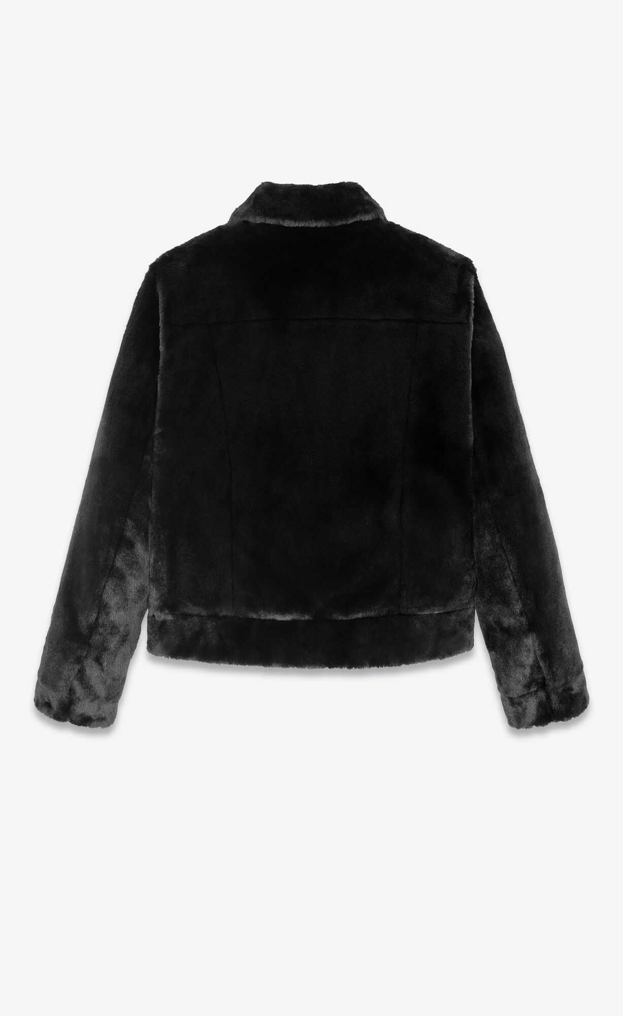 YSL Denim Jacket In Animal-free Fur Noir | 81205-XGTR