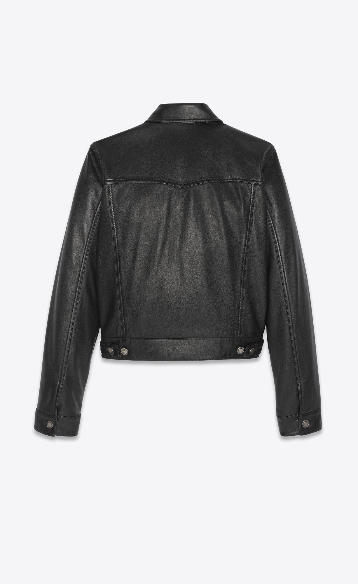 YSL Denim Jacket In Smooth Drummed Lambskin Schwarz | 93654-ZJKR