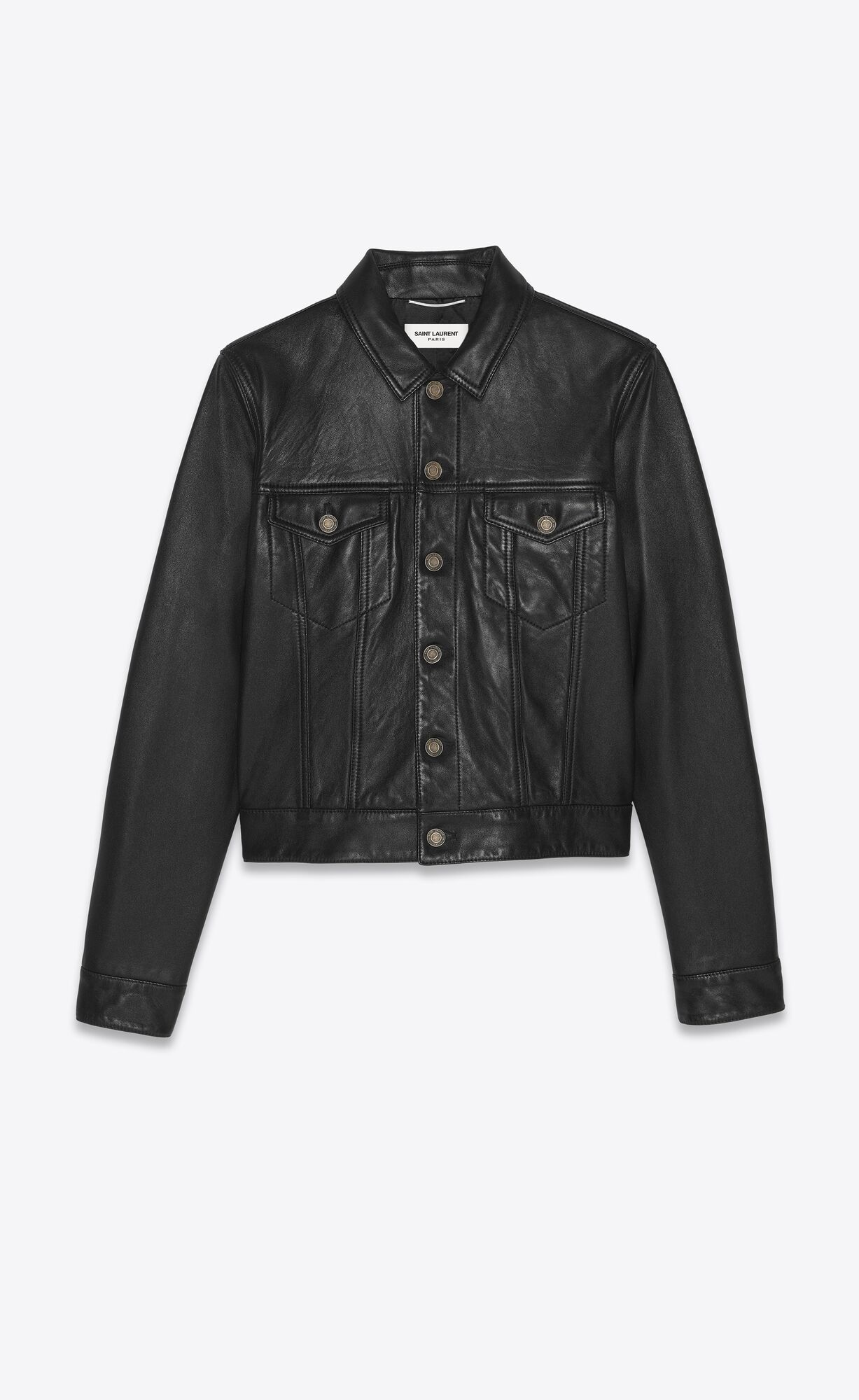 YSL Denim Jacket In Smooth Drummed Lambskin Schwarz | 93654-ZJKR